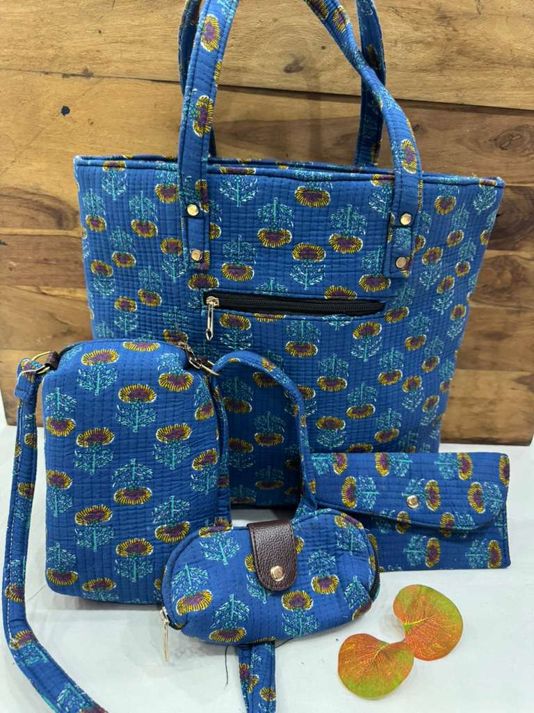 Jaipuri Handcrafted Blue Fabric Bag Set 1000/- + Shipping