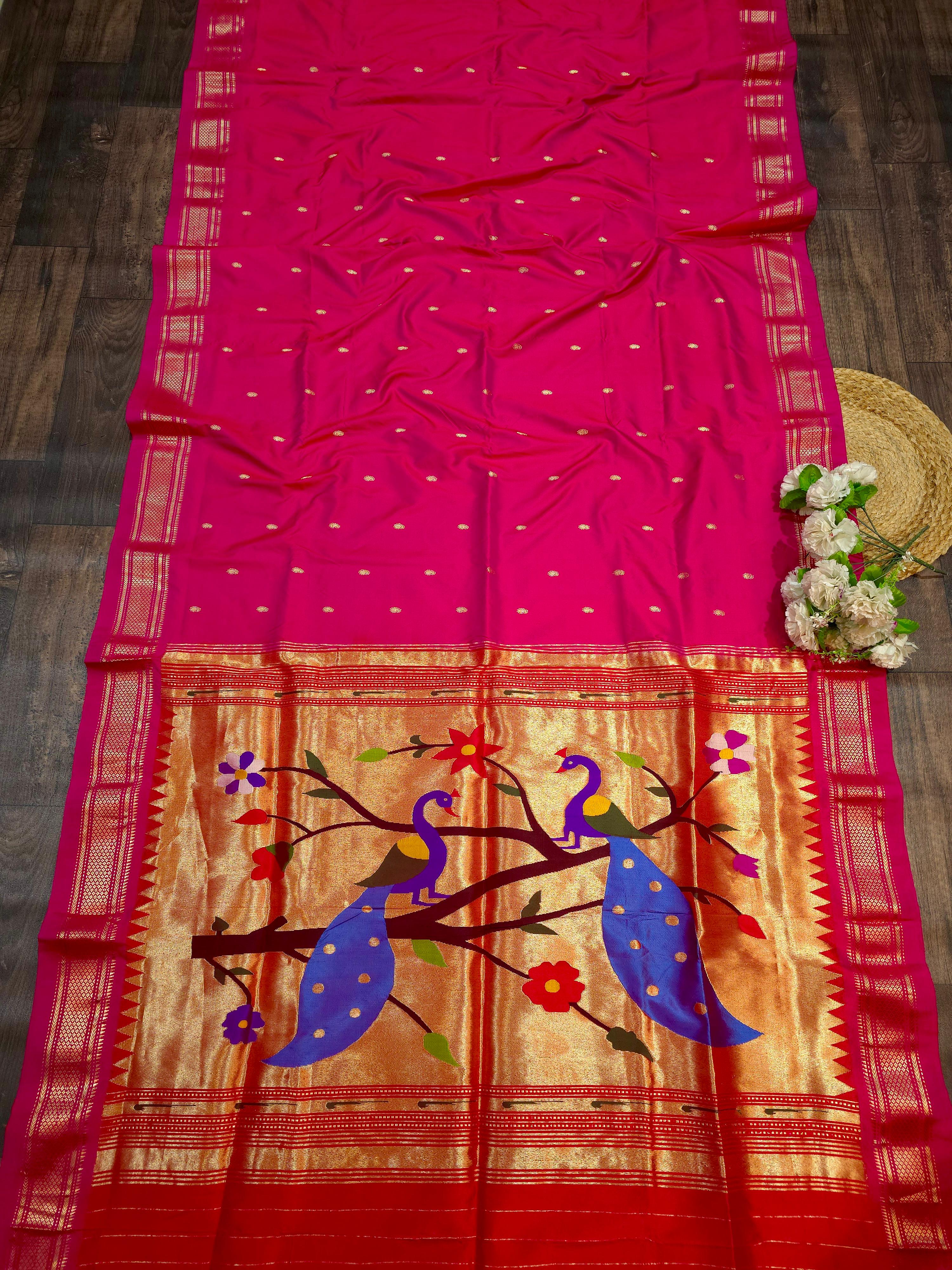 Handcrafted Peacock Design Pure Paithani Silk Saree 27000/-