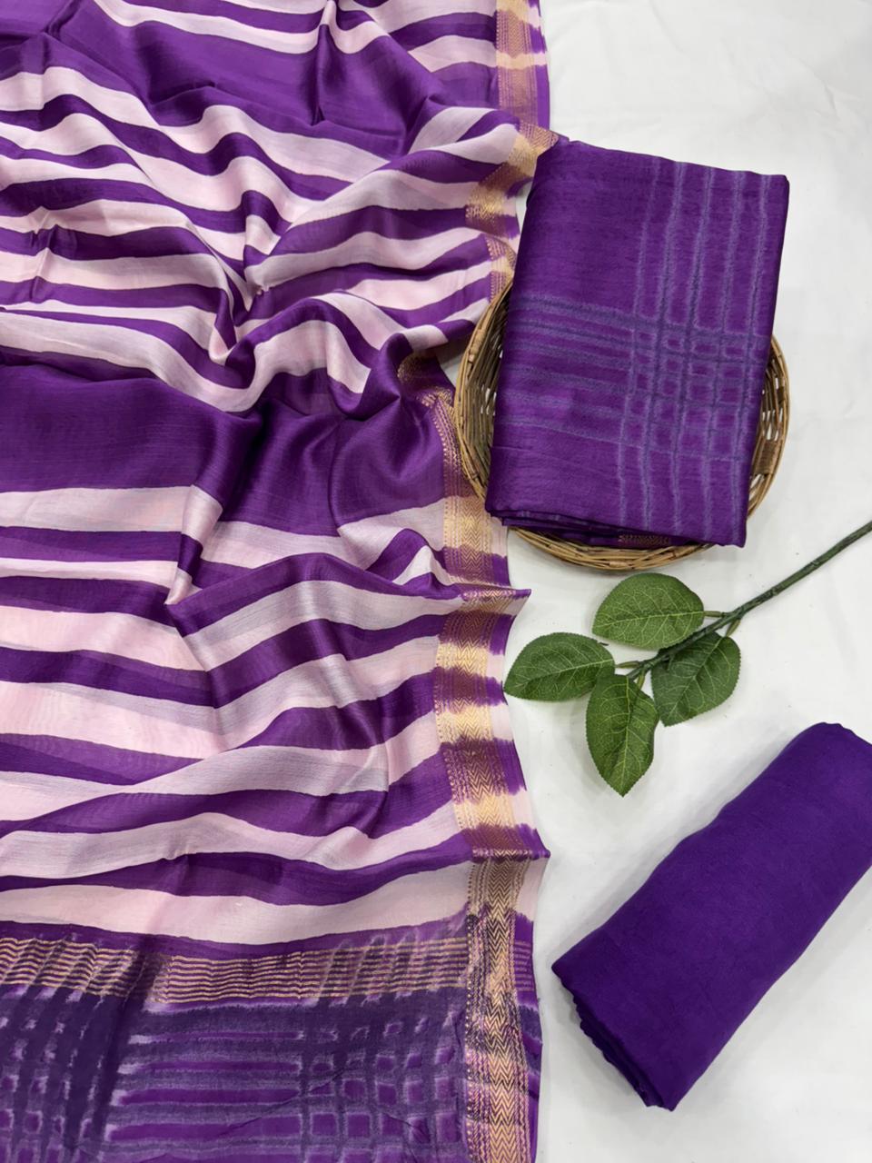 Exclusive maheshwari silk suit set with santoon pajama and pure maheshwari silk dupatta @2200+shipping