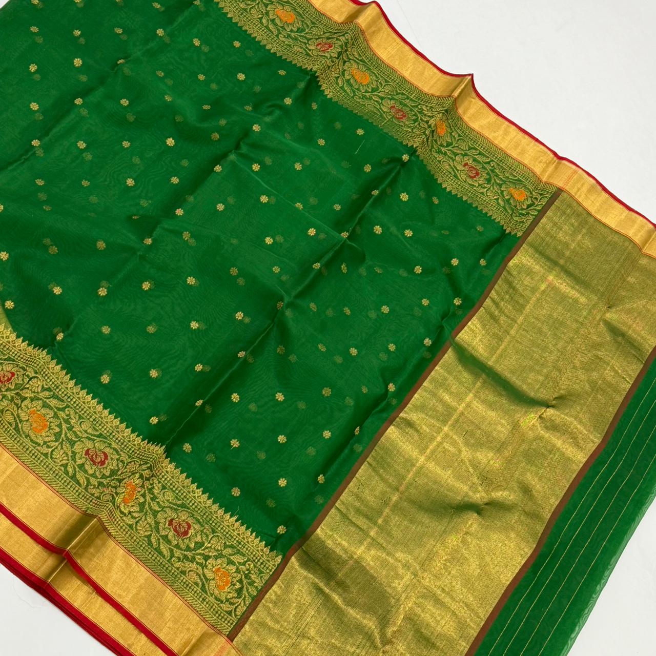 Green Chanderi Handwoven Handloom Silk Saree 15000/- + shipping