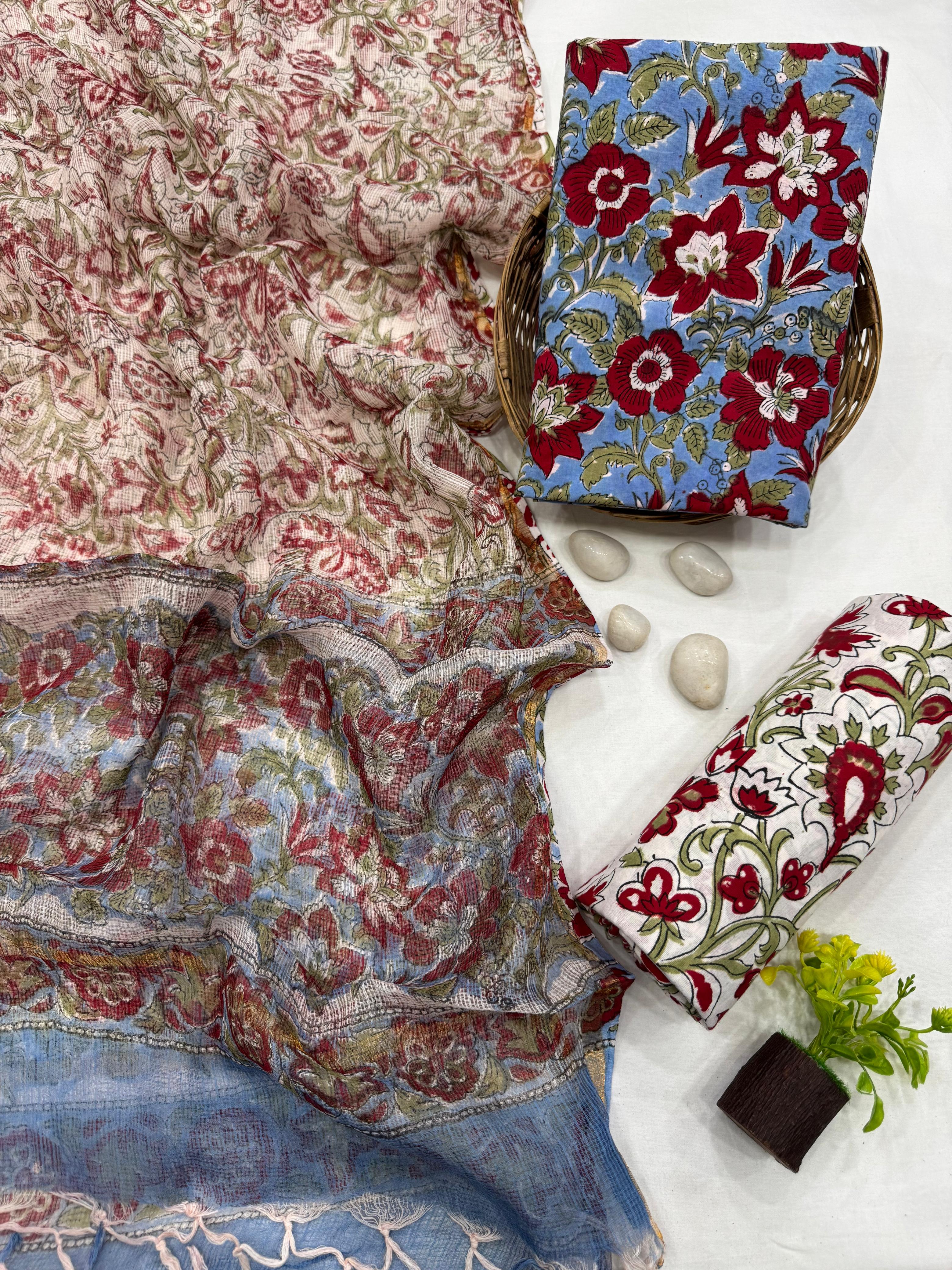 Floral Printed Cotton Suit Set 1600/-+ Shipping