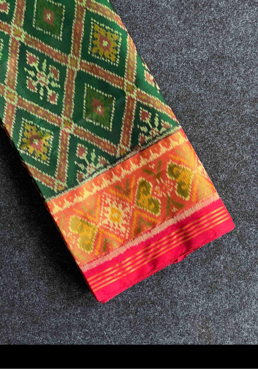 Handwoven Ikat Rajkot Patola Mulberry Silk Saree 16000/- + Shipping