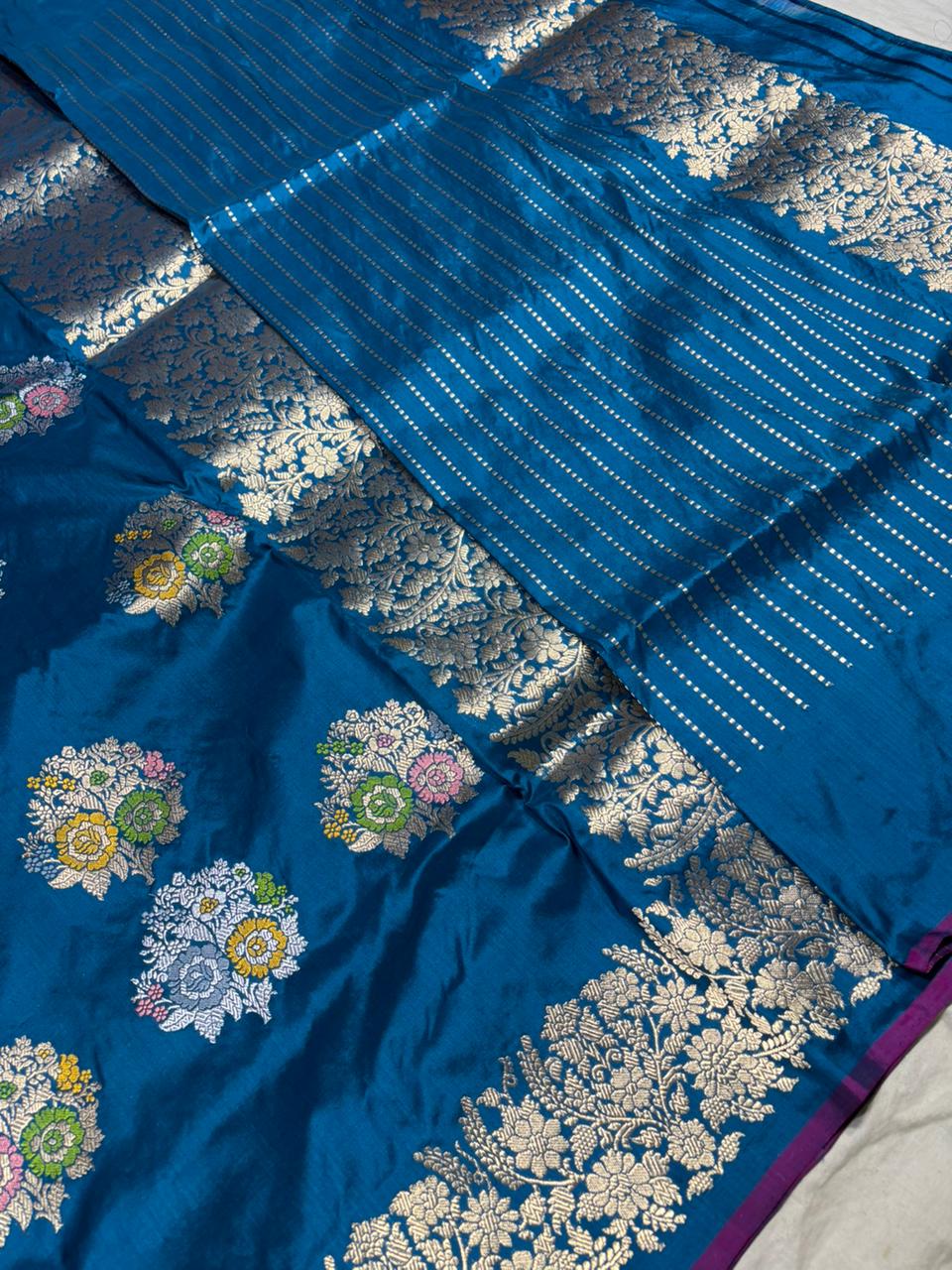 Blue Banarasi Silk Saree