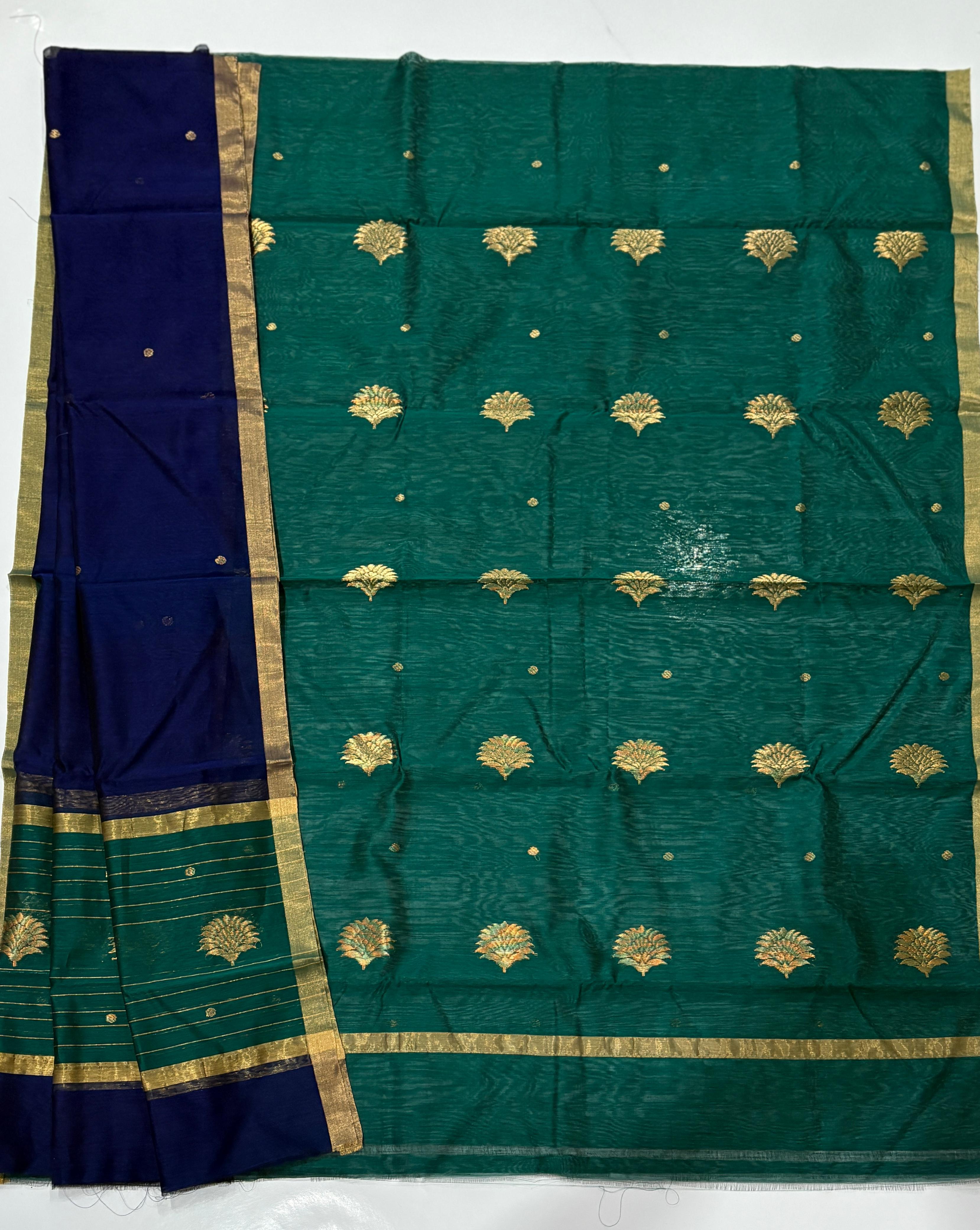 Chanderi Handwoven Handloom Cotton Silk Dress Material 4000/- + Shipping