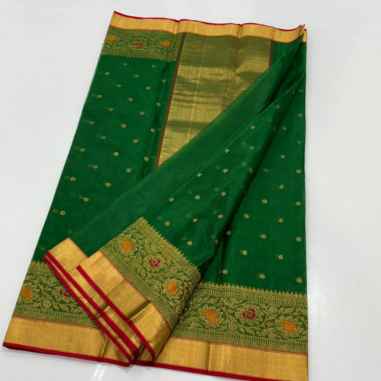 Green Chanderi Handwoven Handloom Silk Saree 15000/- + shipping