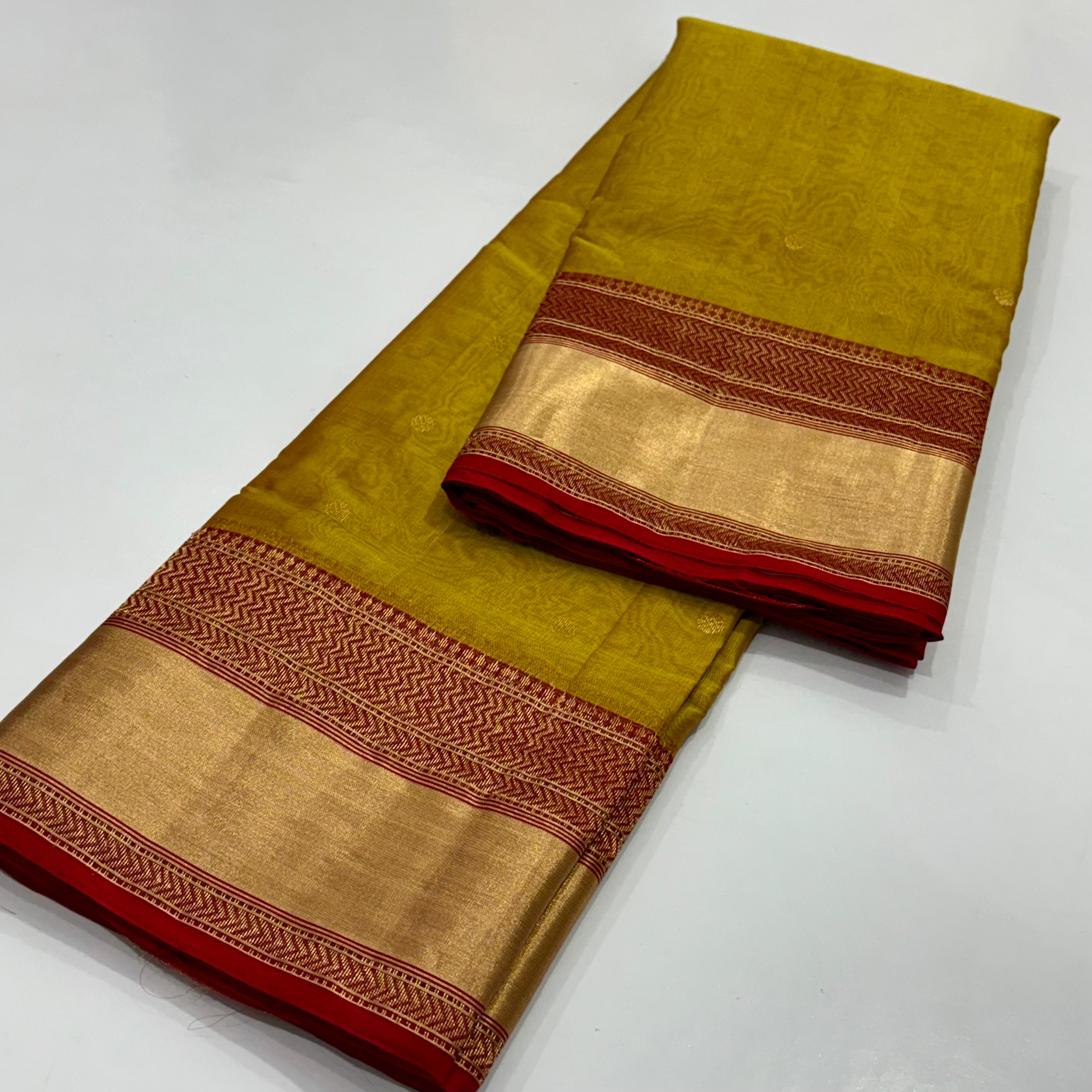 Golden Chanderi Katan Silk Saree 13000/- + Shipping
