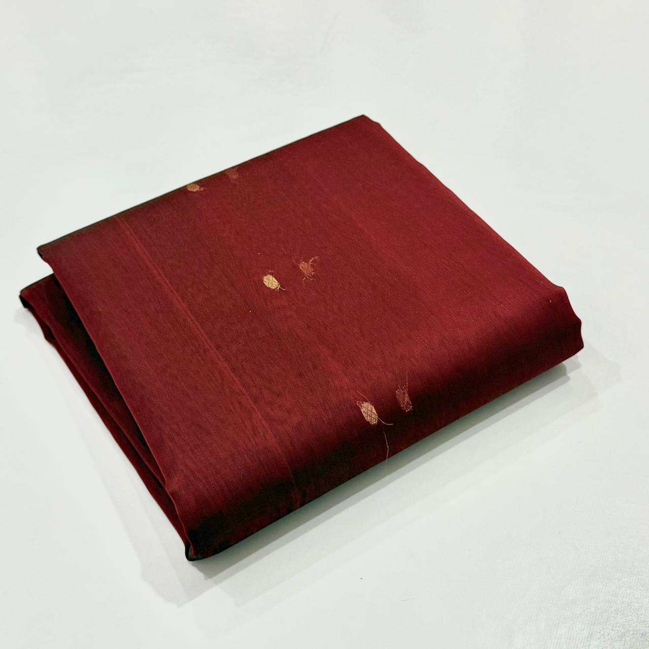 Red Chanderi Handwoven Handloom Silk Saree 7500/- Shipping