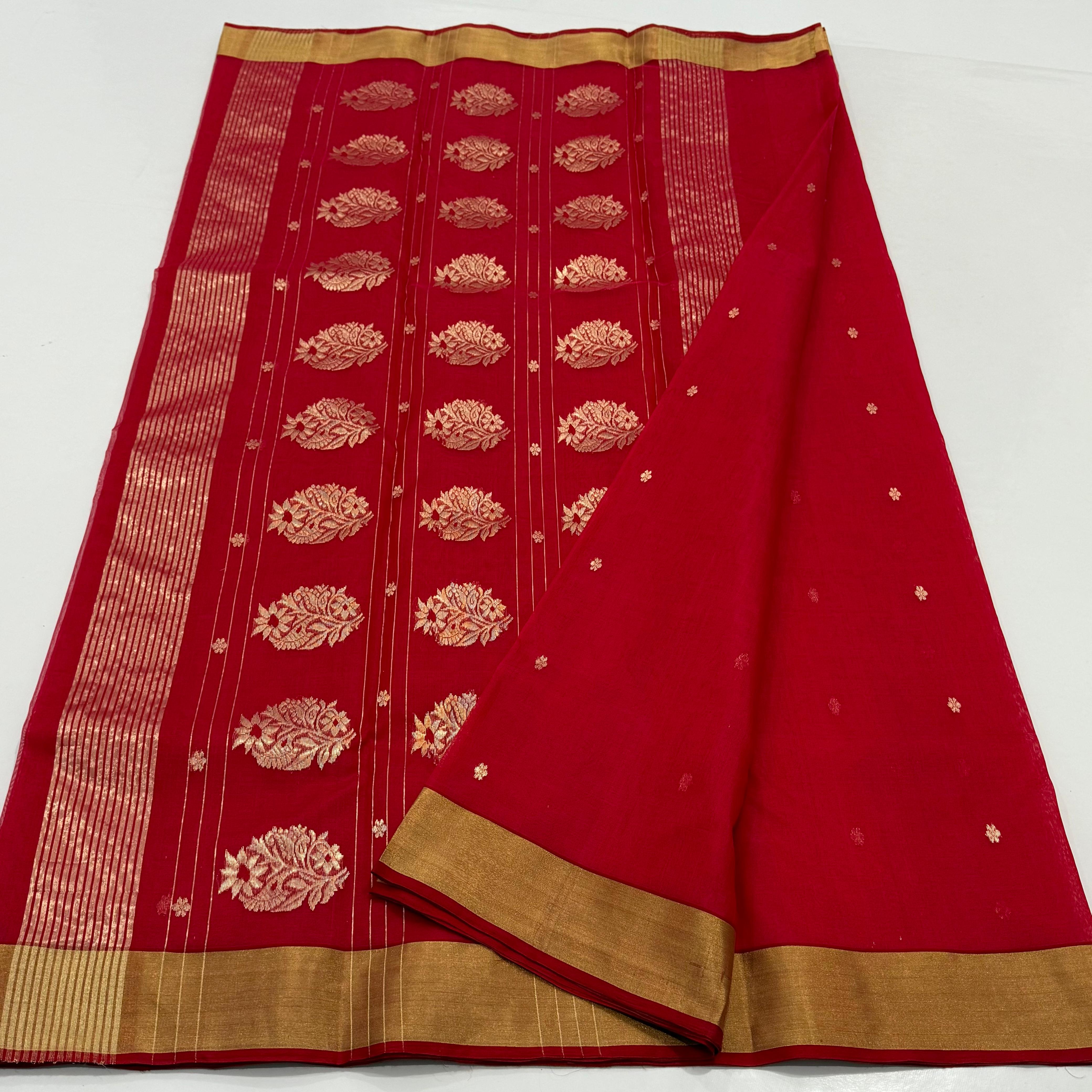 Green and red Chanderi Silk Saree 6500/- + shipping