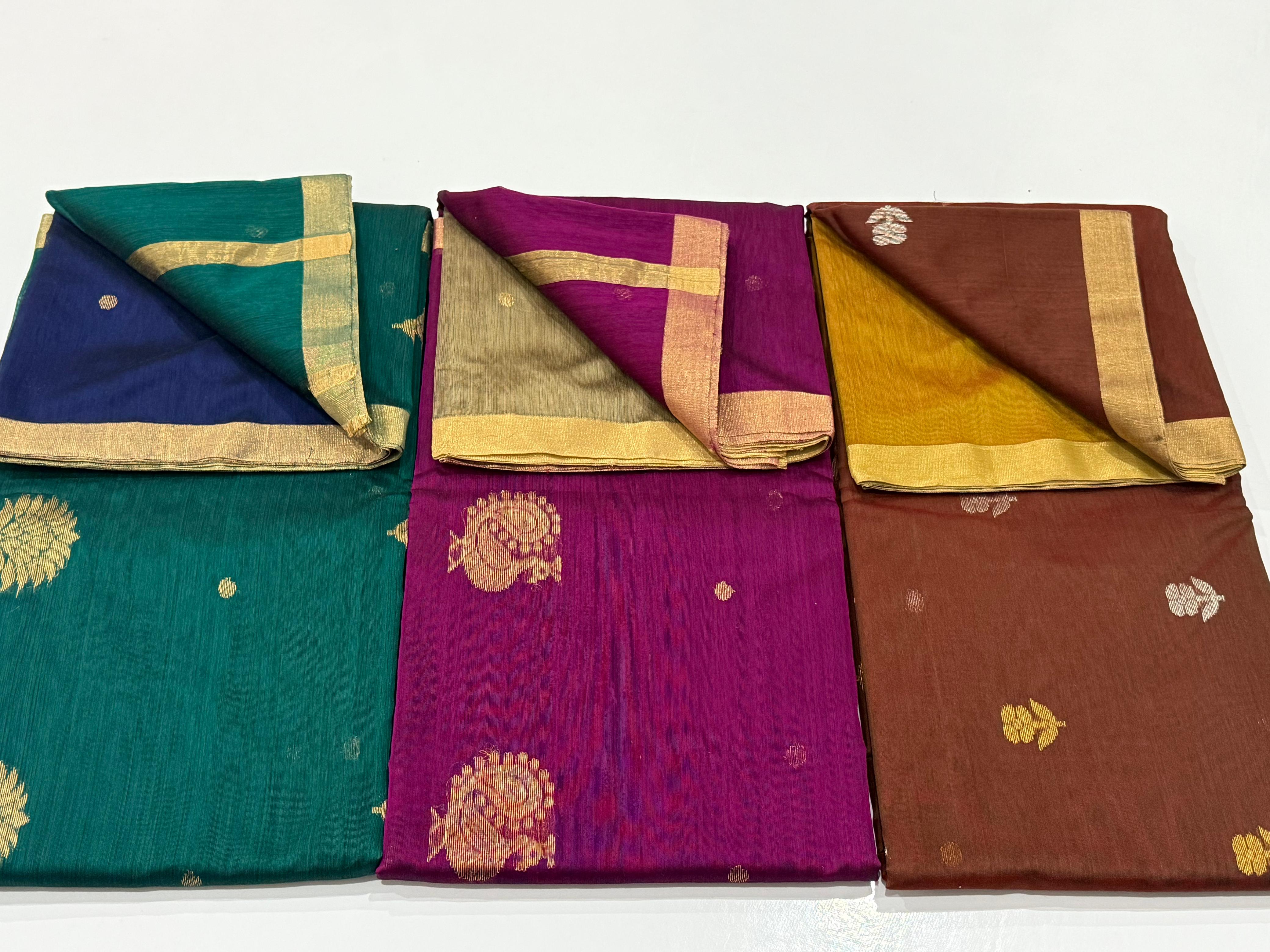 Chanderi Handwoven Handloom Cotton Silk Dress Material 4000/- + Shipping