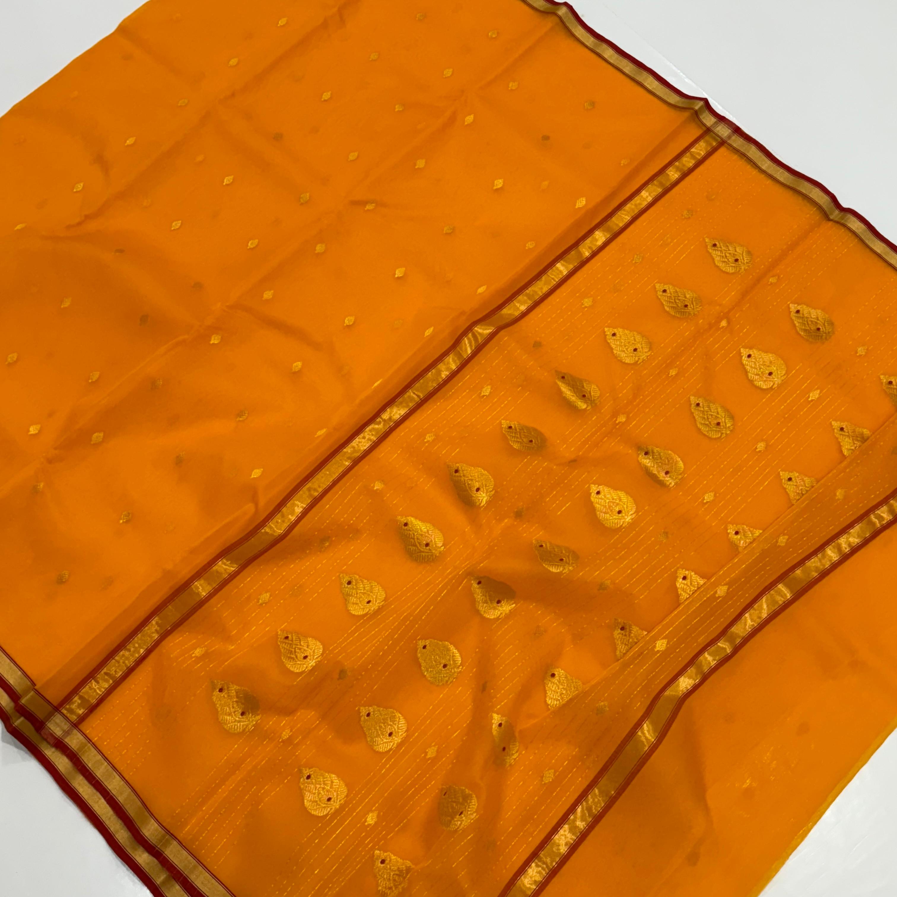 Traditional Yellow Chanderi Handwoven Handloom Silk Saree 6500/-