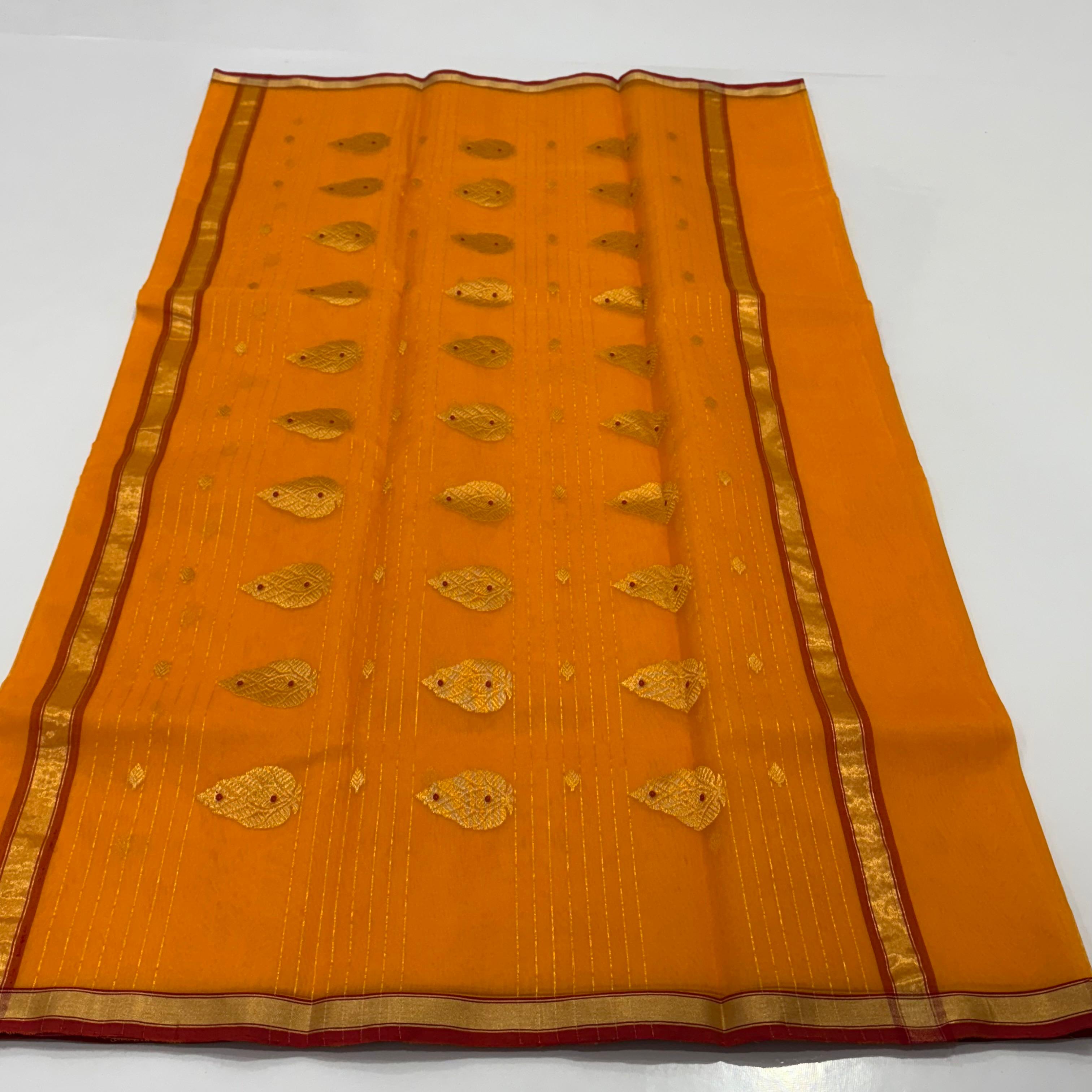 Traditional Yellow Chanderi Handwoven Handloom Silk Saree 6500/-