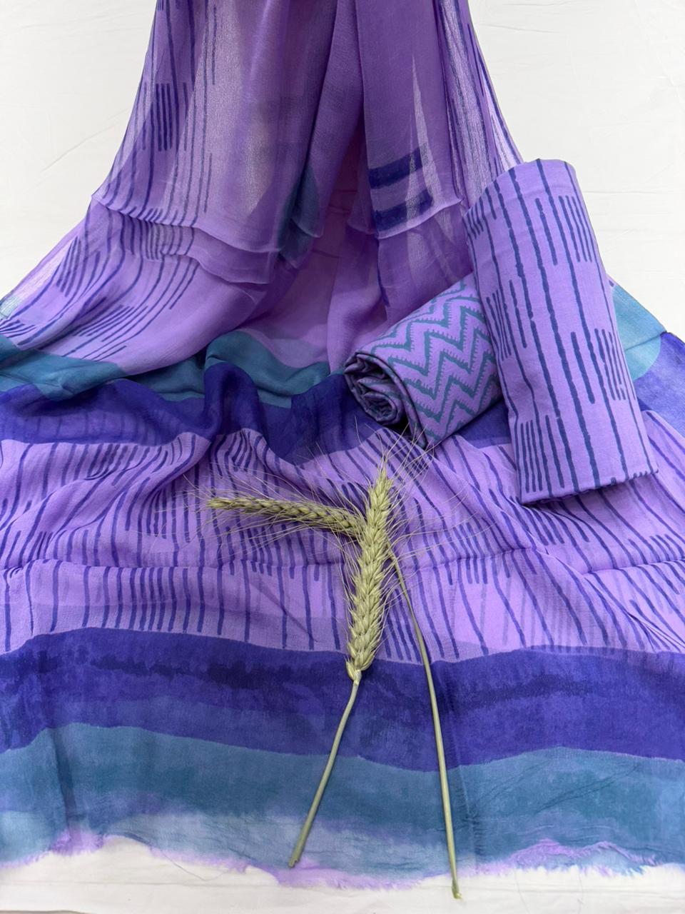 Indigo Handblock Print Cotton Suit 1100/+Shipping