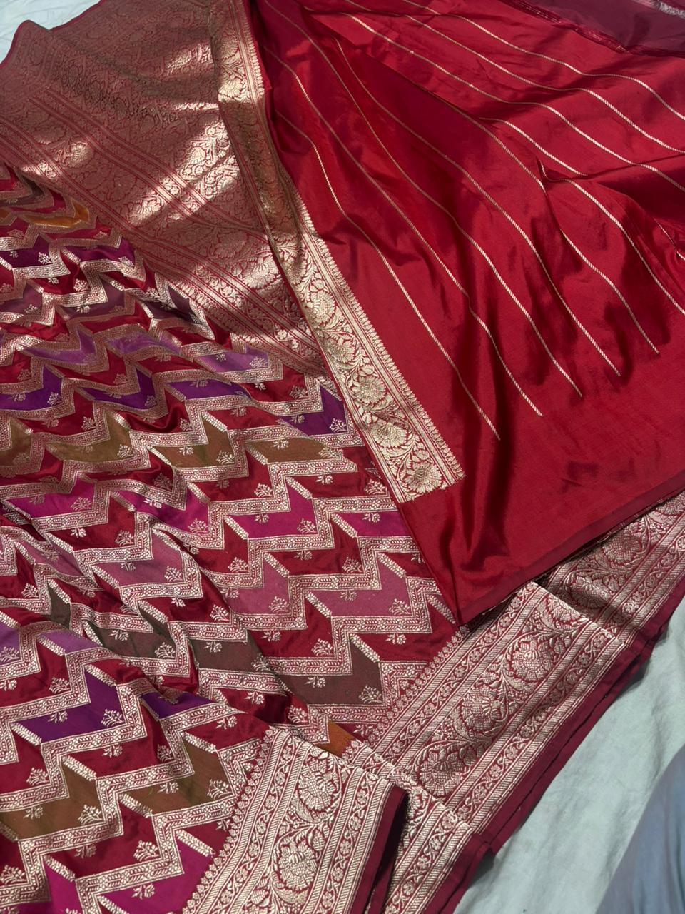 Traditionally handwoven Katan Silk Saree- Kadwa technique interlock  42000/- + shipping