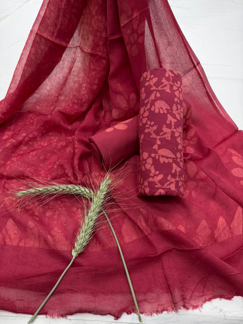 Rust Printed Chiffon Suit 1100/- +shipping