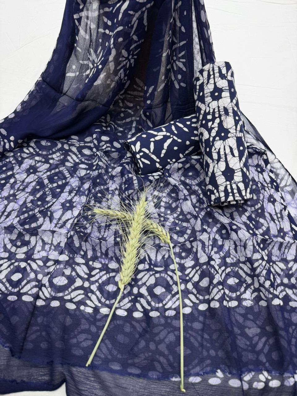 Indigo Handblock Print Cotton Suit 1100/+Shipping