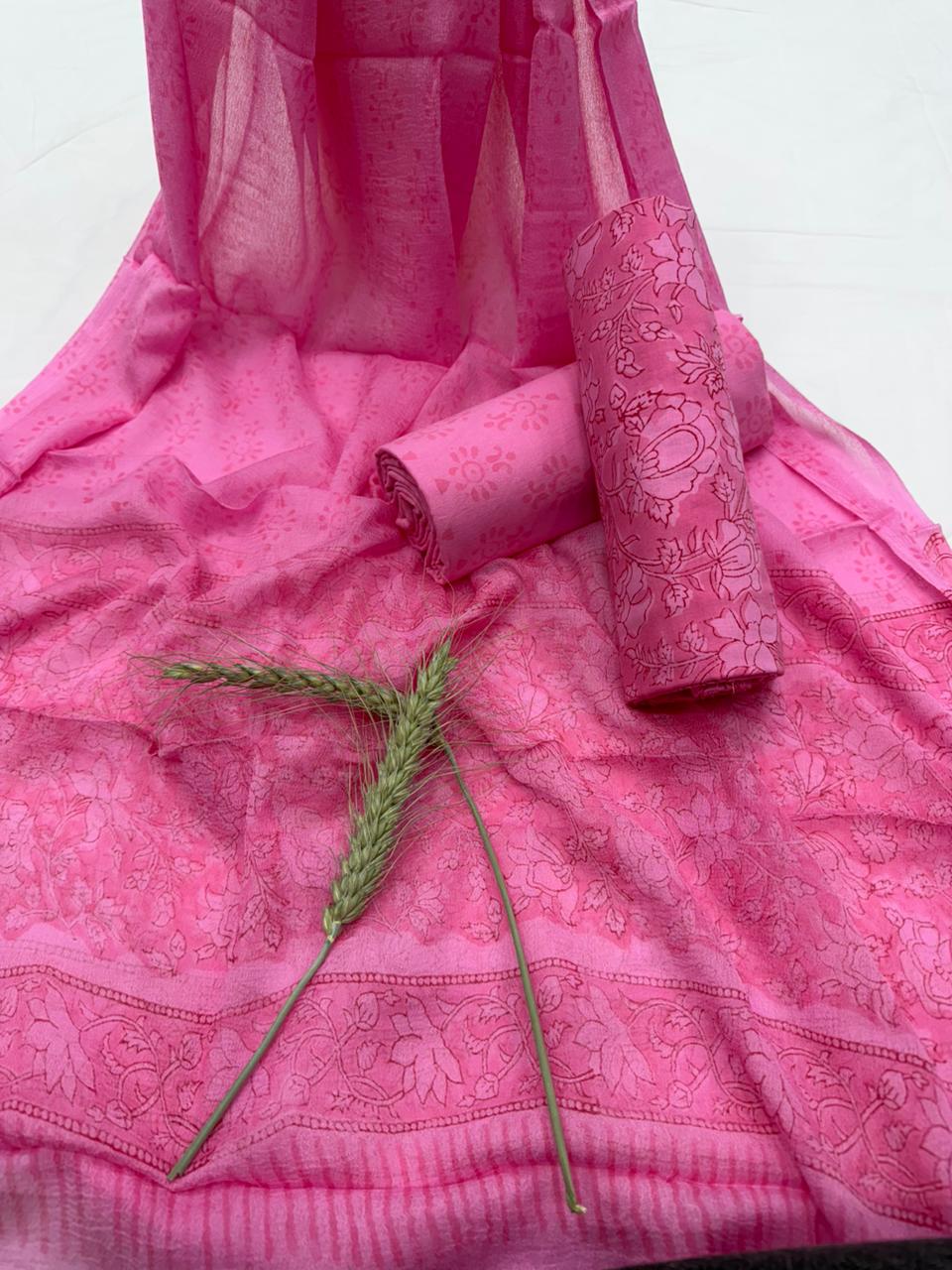 Coral Pink Printed Suit set 1100/- + shipping