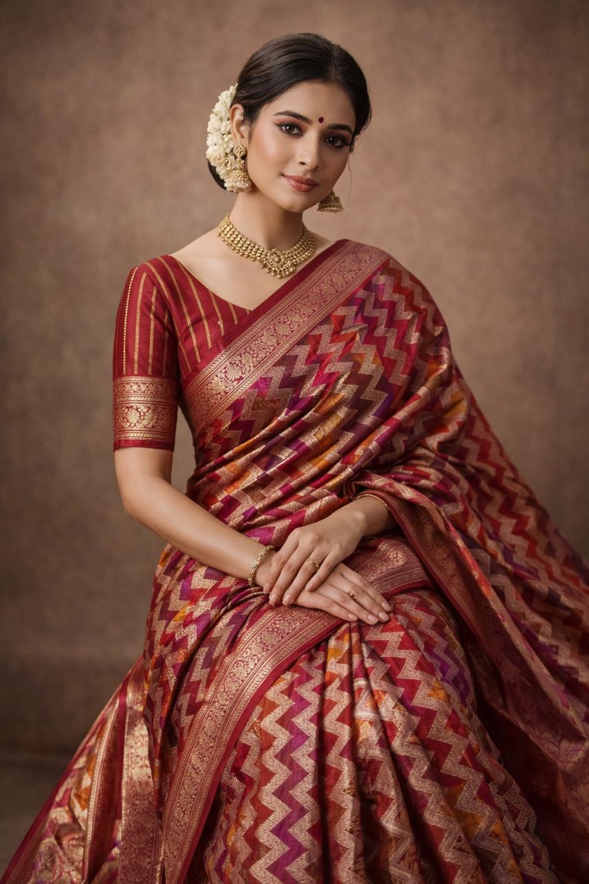 Traditionally handwoven Katan Silk Saree- Kadwa technique interlock  42000/- + shipping