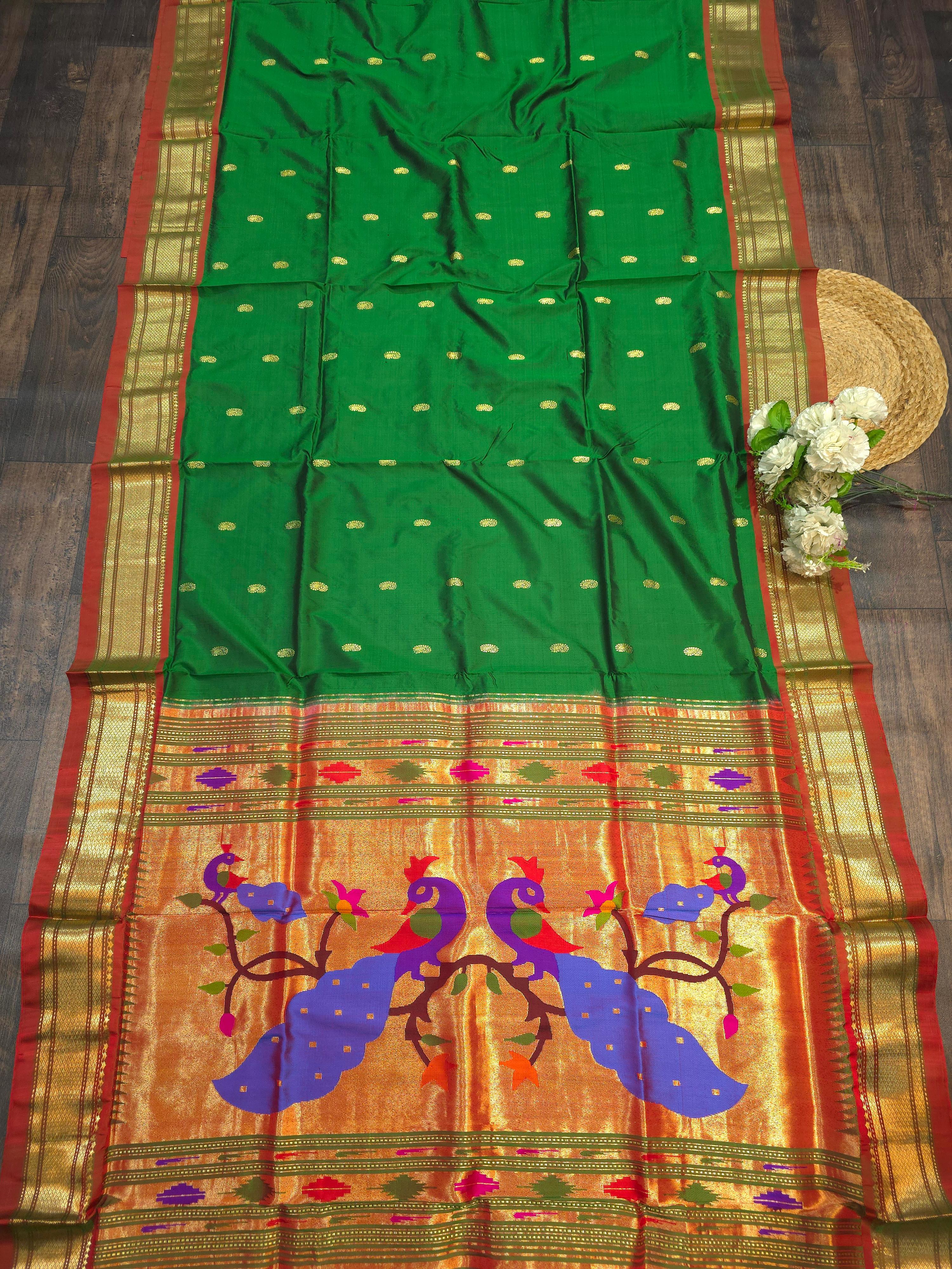 Traditional Peacock Design Paithani Saree 25000/- + Shipping