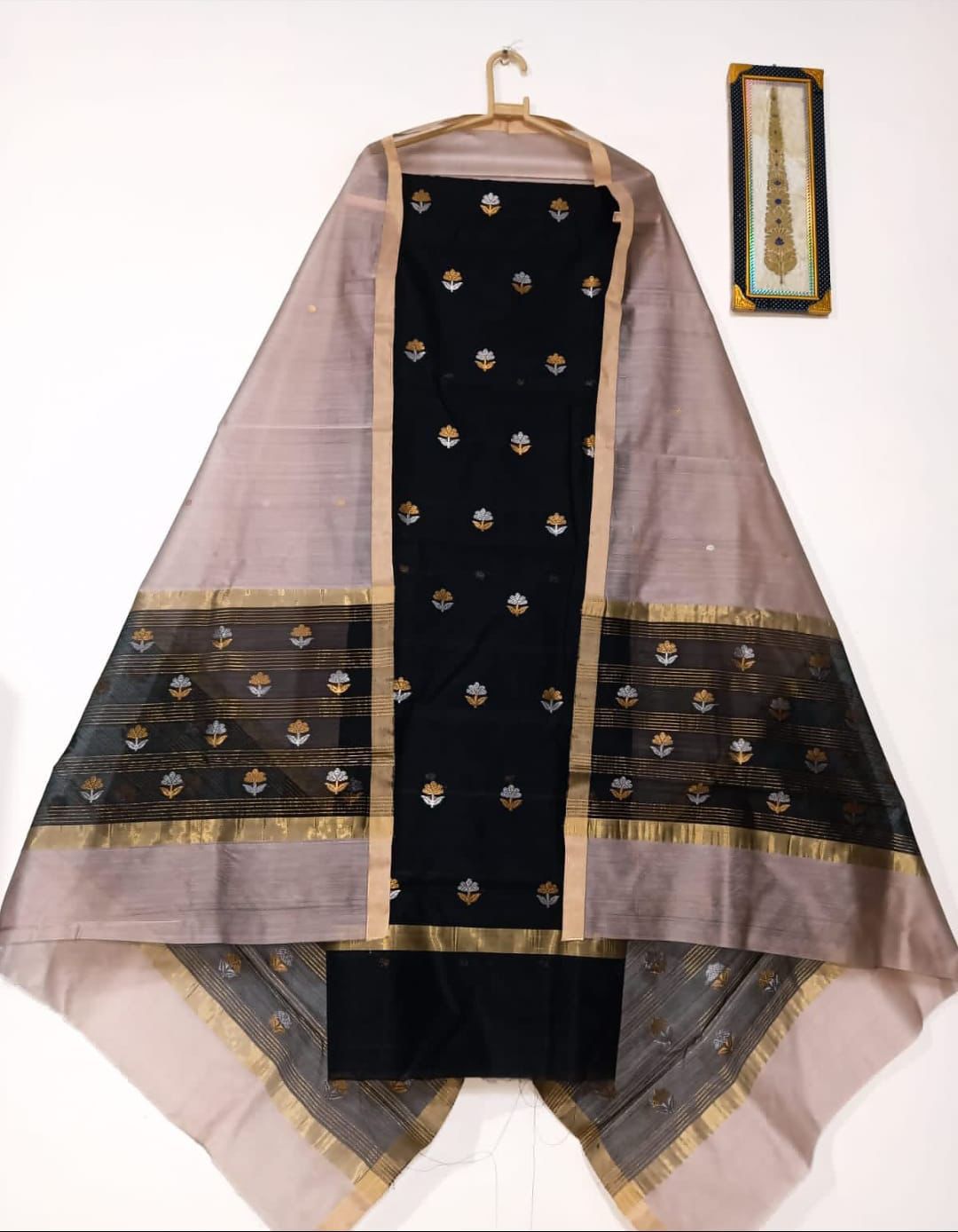 Chanderi Handwoven Handloom Cotton Silk Dress Material 4500/- Shipping