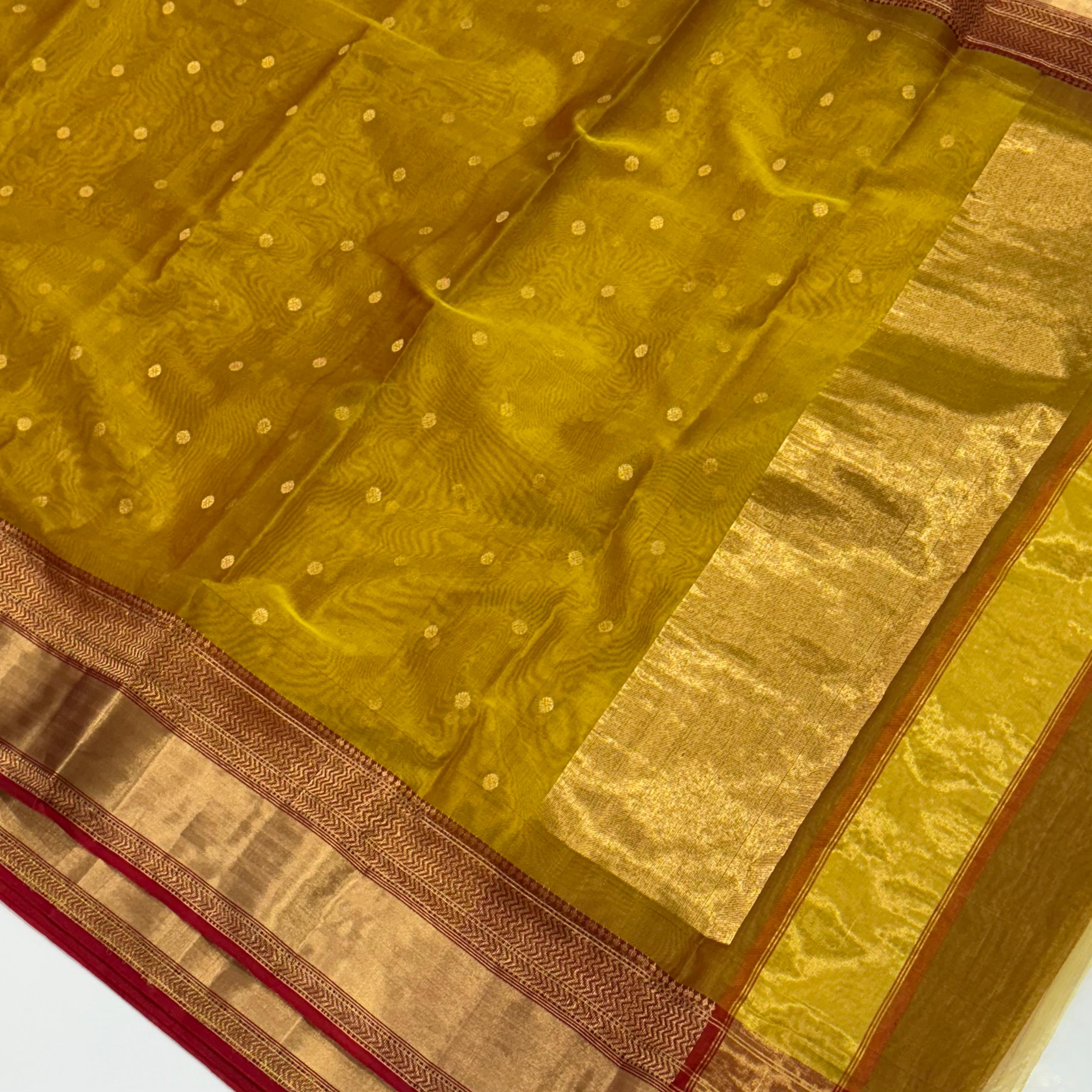 Golden Chanderi Katan Silk Saree 13000/- + Shipping