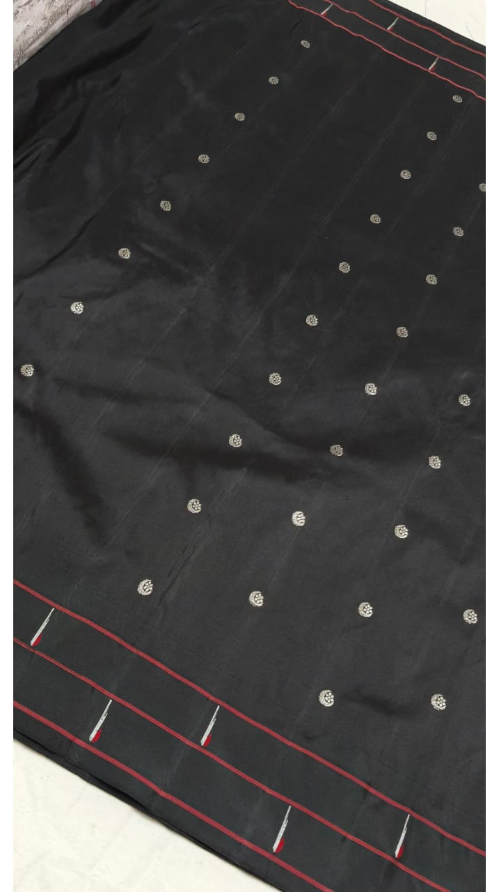 Handcrafted Pure Silk Muniya Paithani Saree in Black 32000/- + Shipping