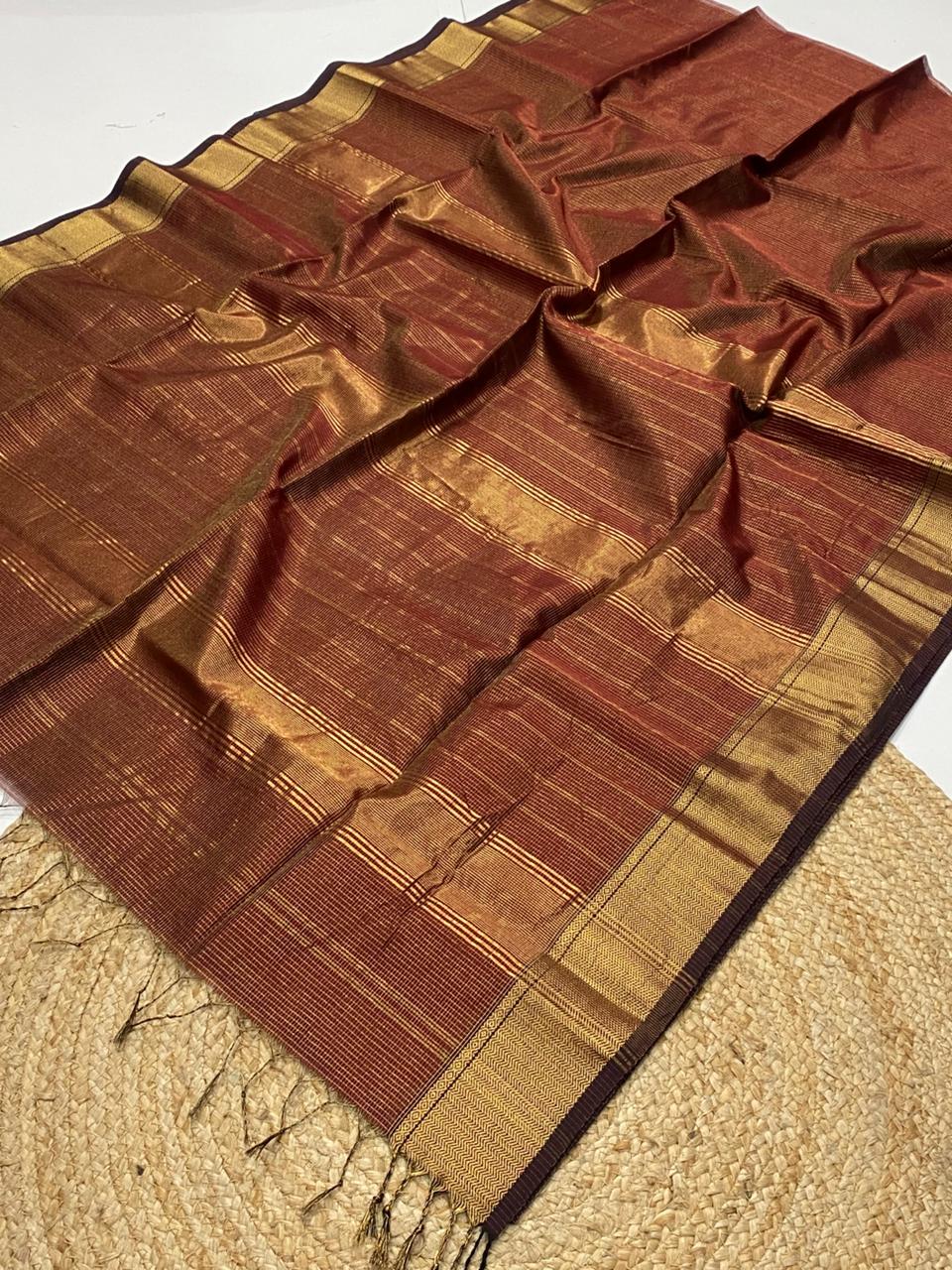 Maheshwari Handloom micro check tissue saree 4000/- +shipping