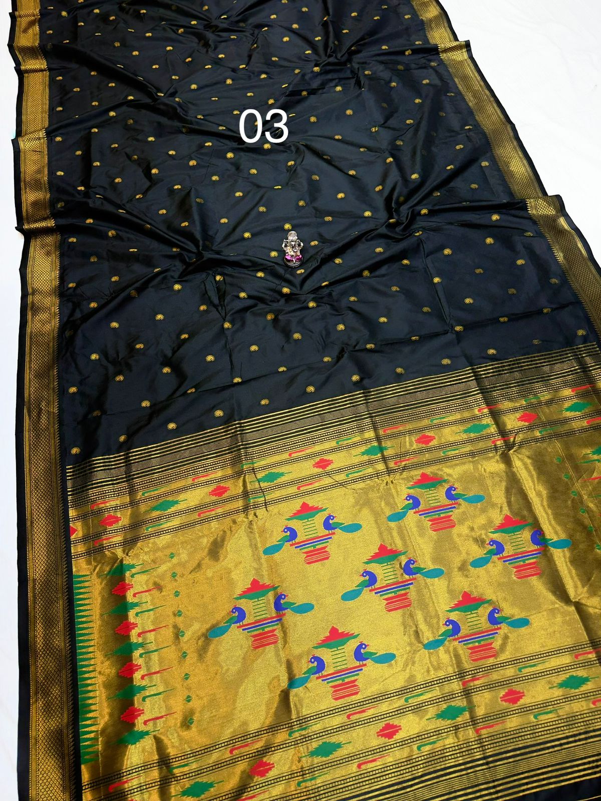 Elegant Black Paithani Silk Saree with zari borger 3000/- + Shipping