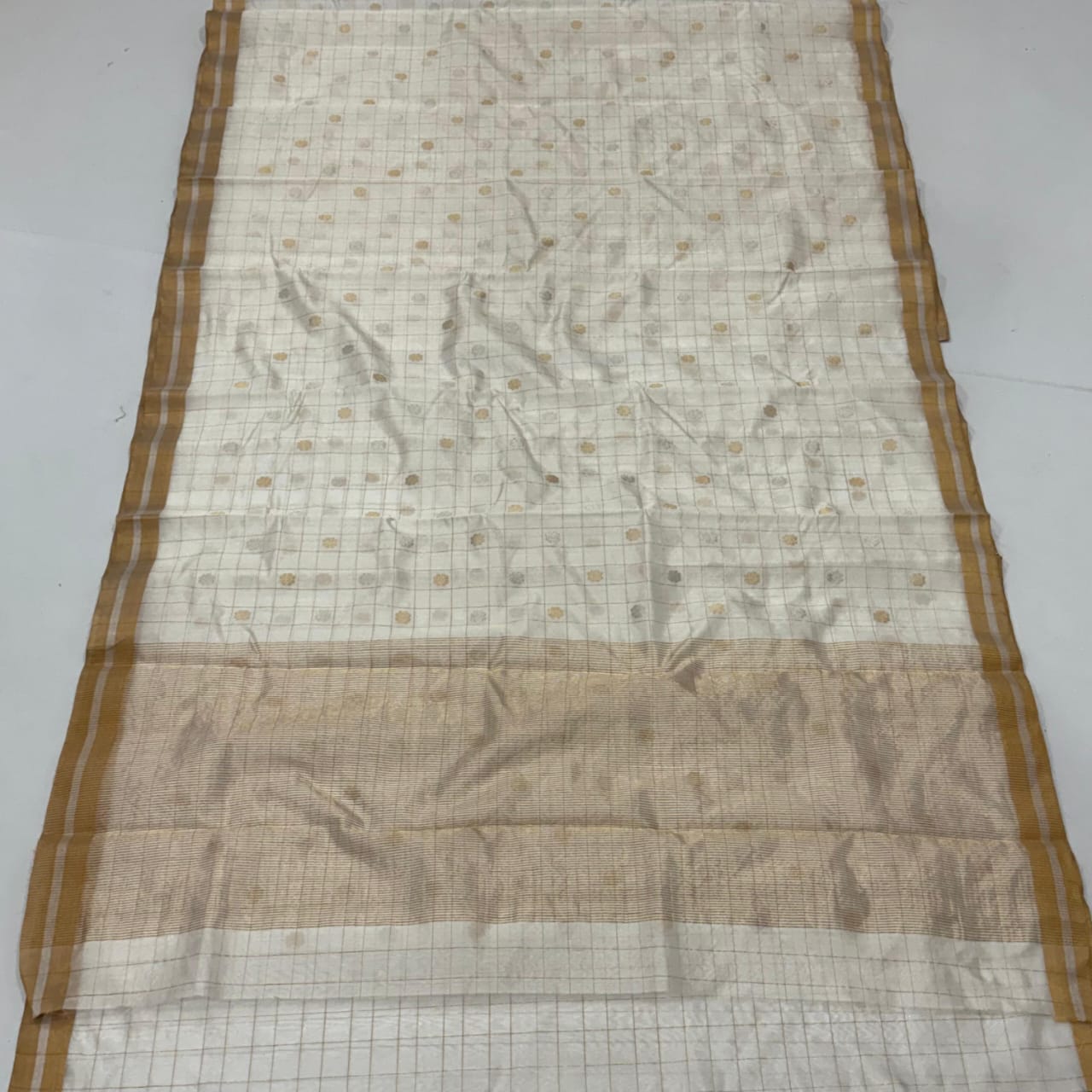 Ivory Gold Chanderi Silk Saree 10000/- + Shipping