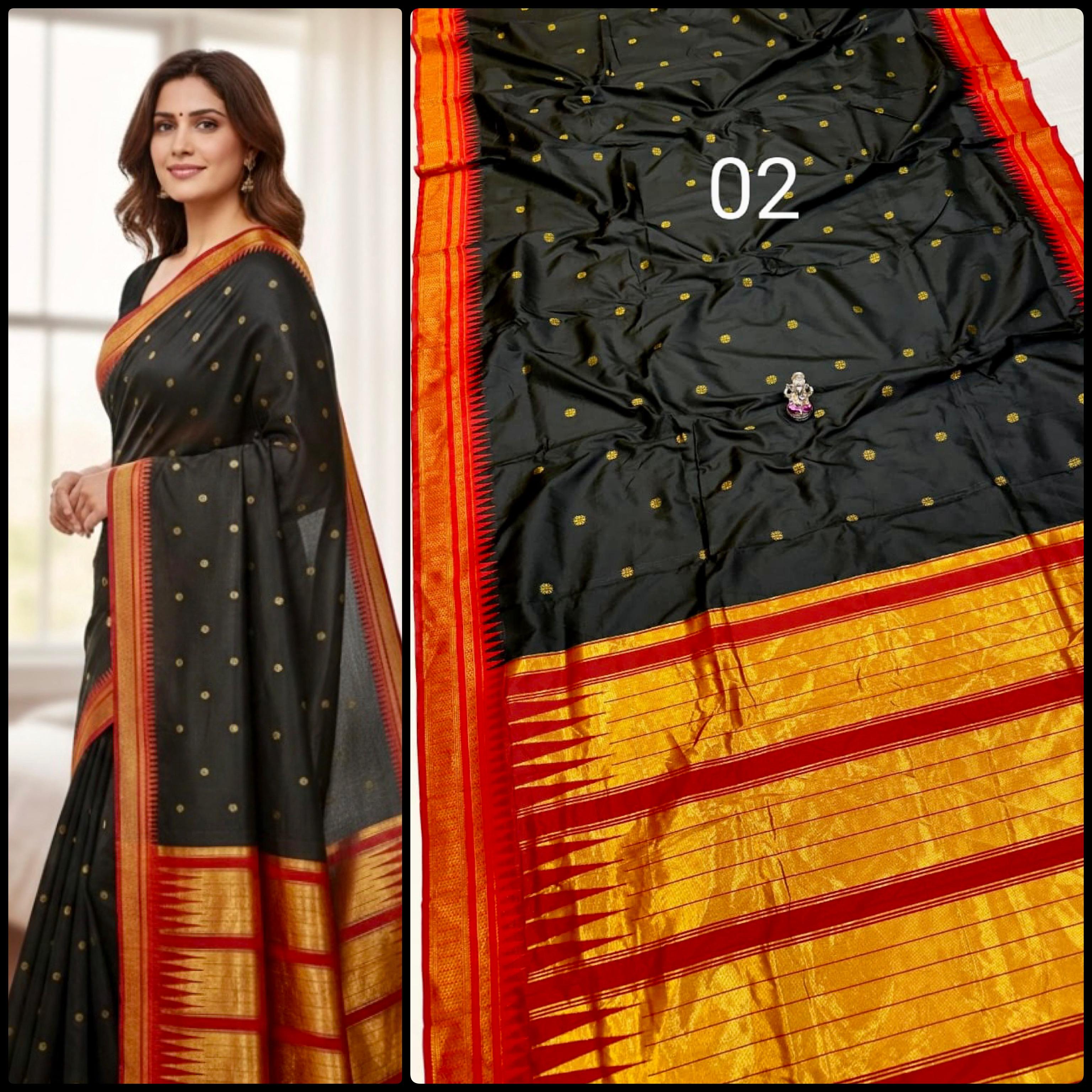 Black Soft Silk Paithani  Saree 3000/- + Shipping