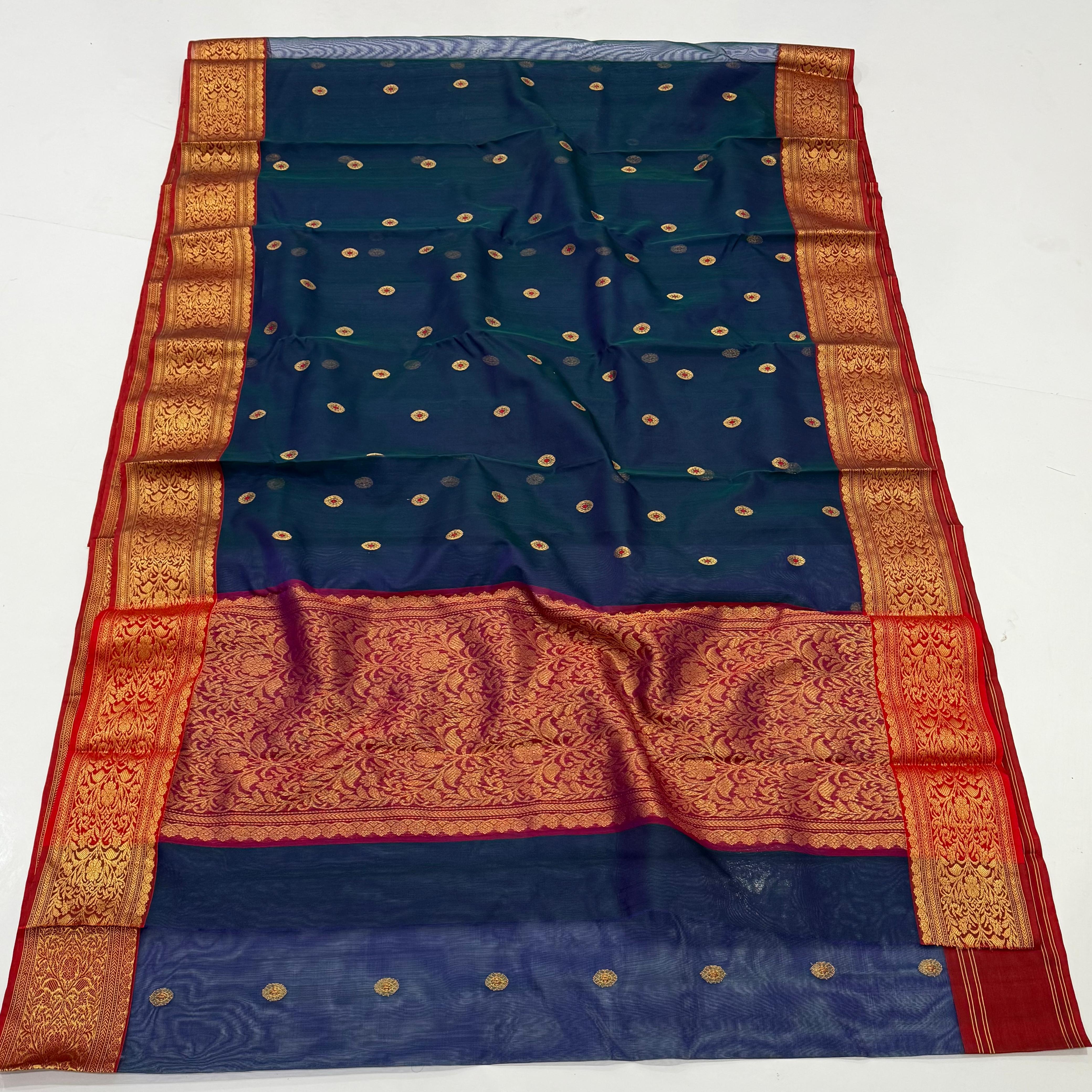 Royal Blue Chanderi Handwoven Handloom Silk Saree 7500/- + Shipping