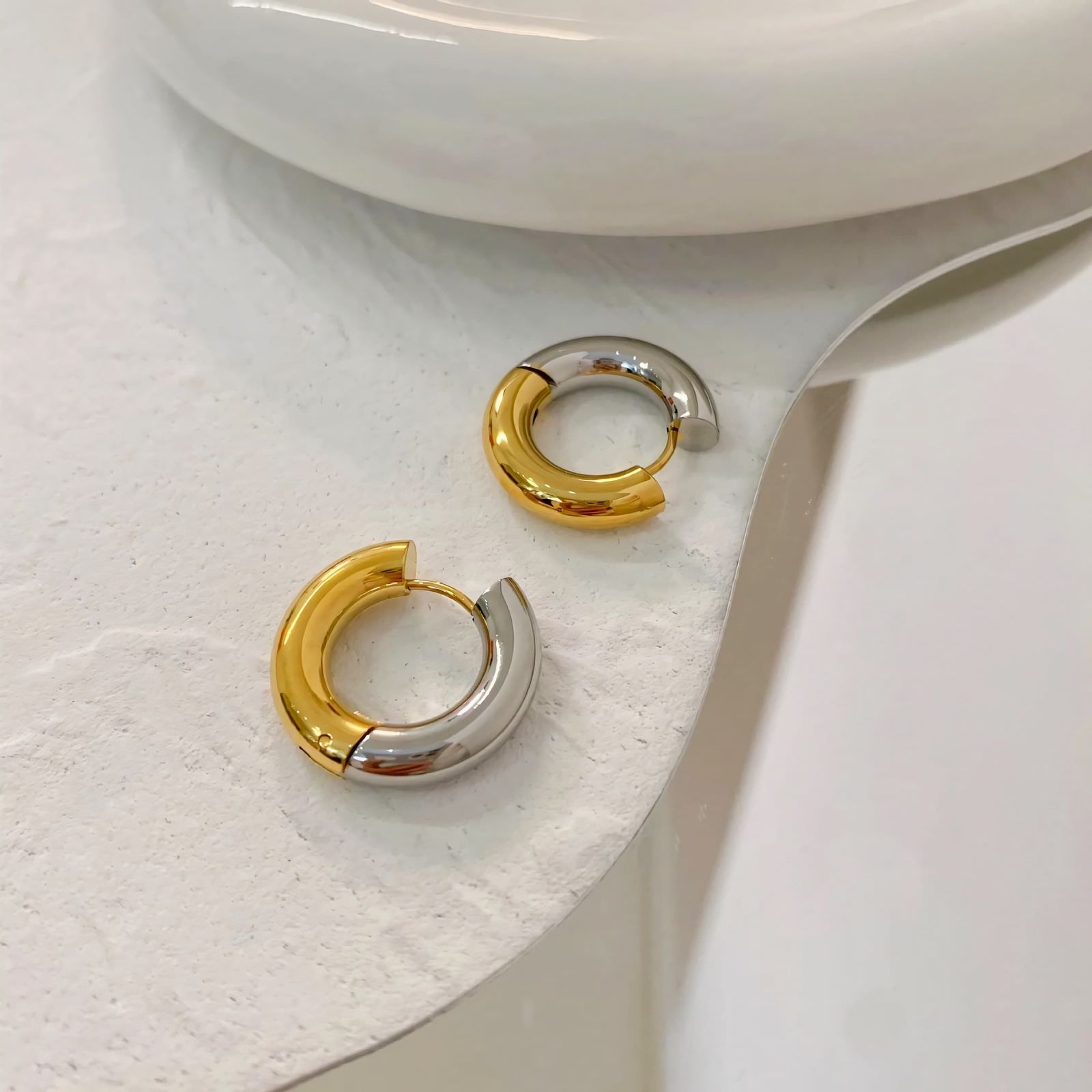 Gold and Silver Hoop Earrings