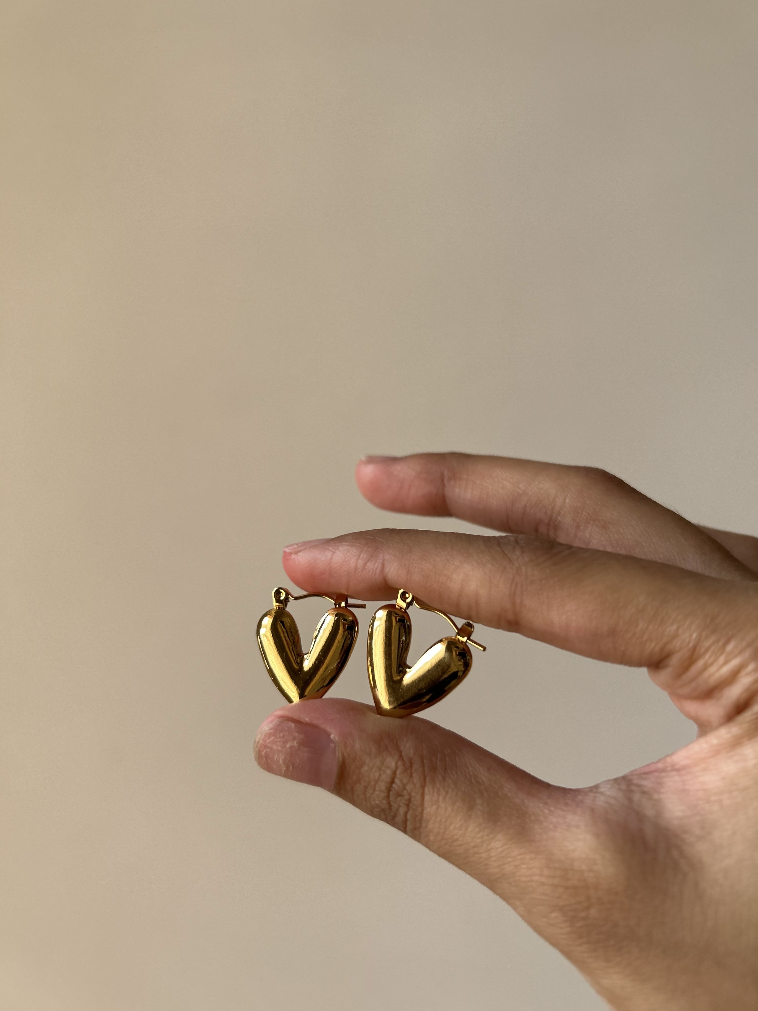 Gold Heart Hoop Earrings