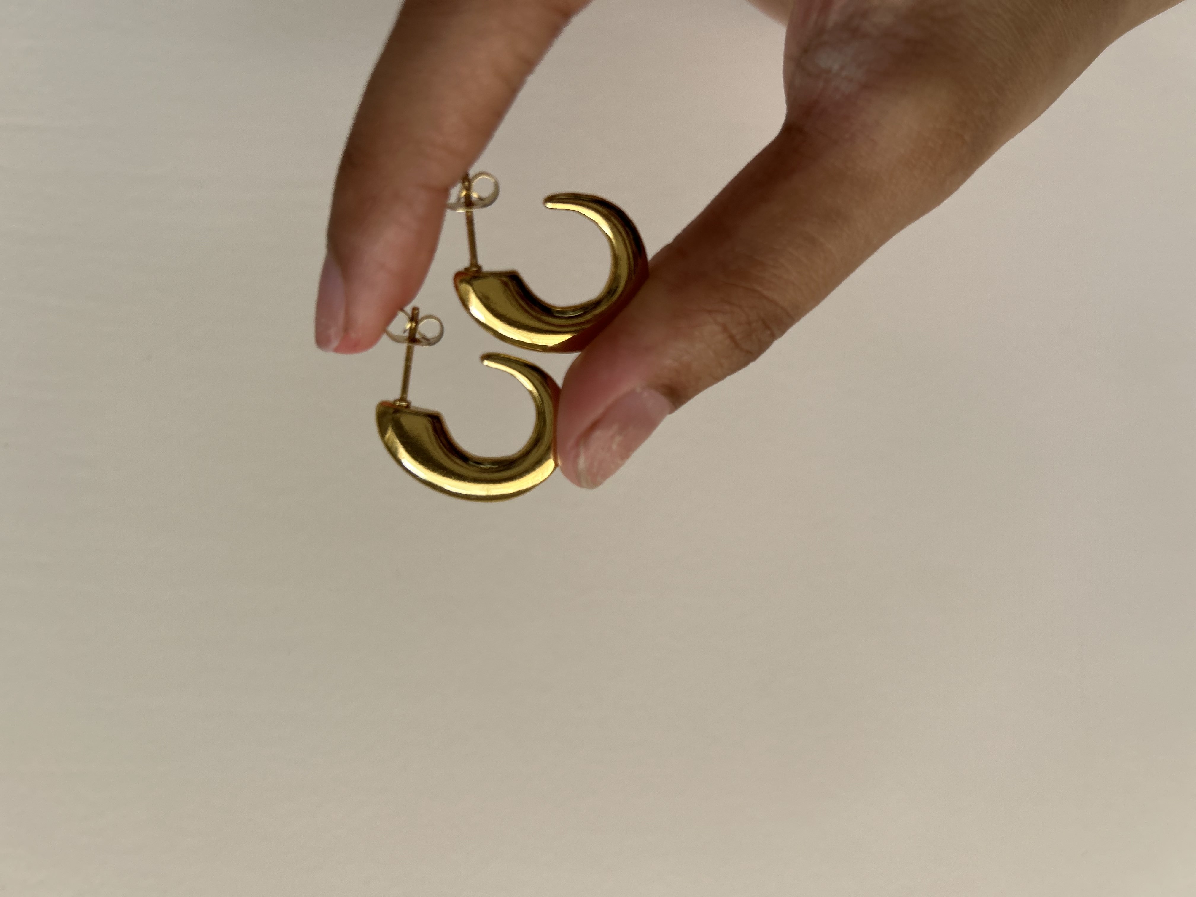 Gold Crescent Hoop Earrings