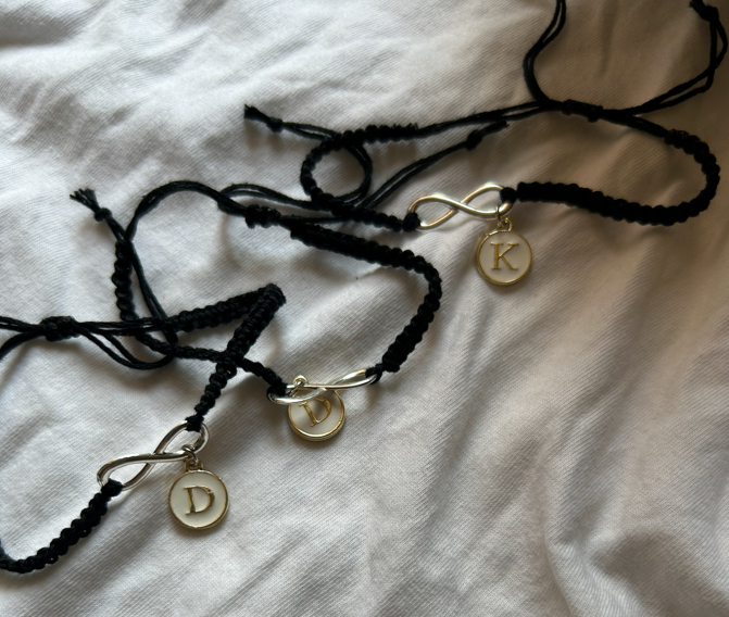 Infinity Initial Charm Bracelets