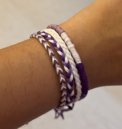 Purple and White Bracelet Set
