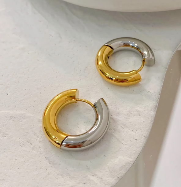 Two-Toned Hoop Earrings