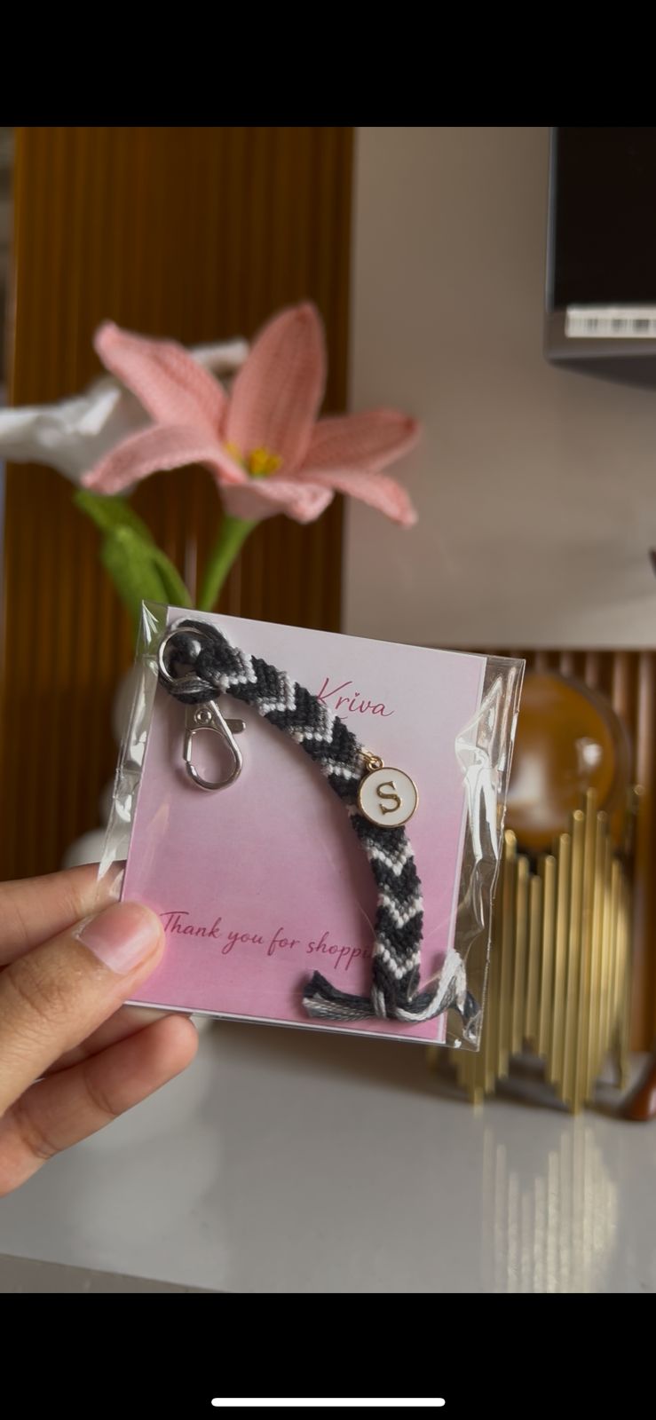 Monochrome Initial Keychain