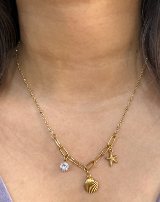 Gold Beach Charm Necklace
