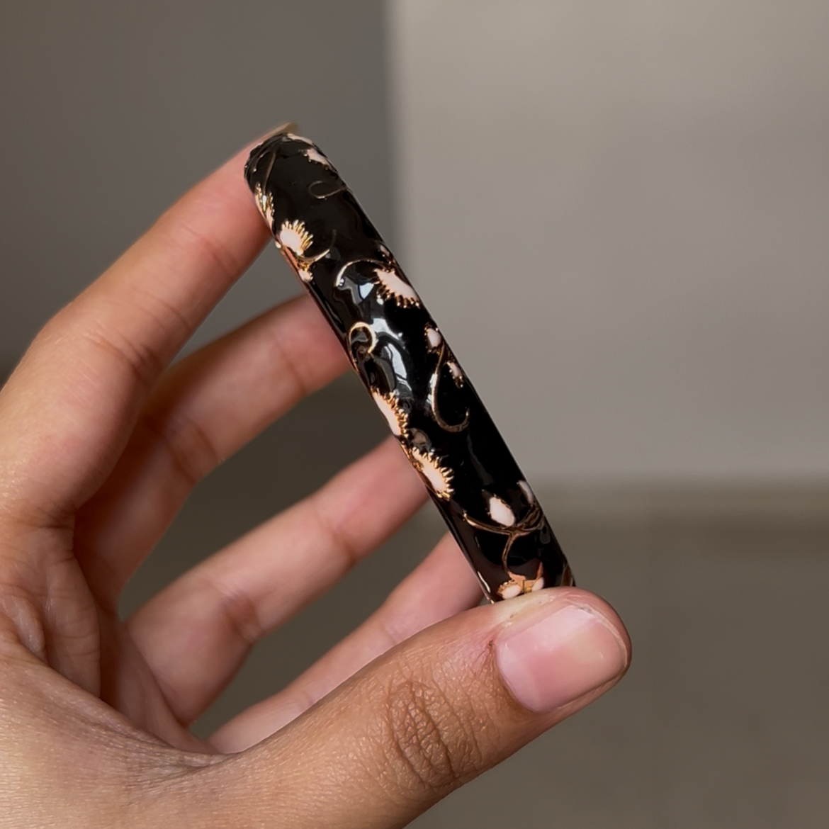 Floral Black Bangle