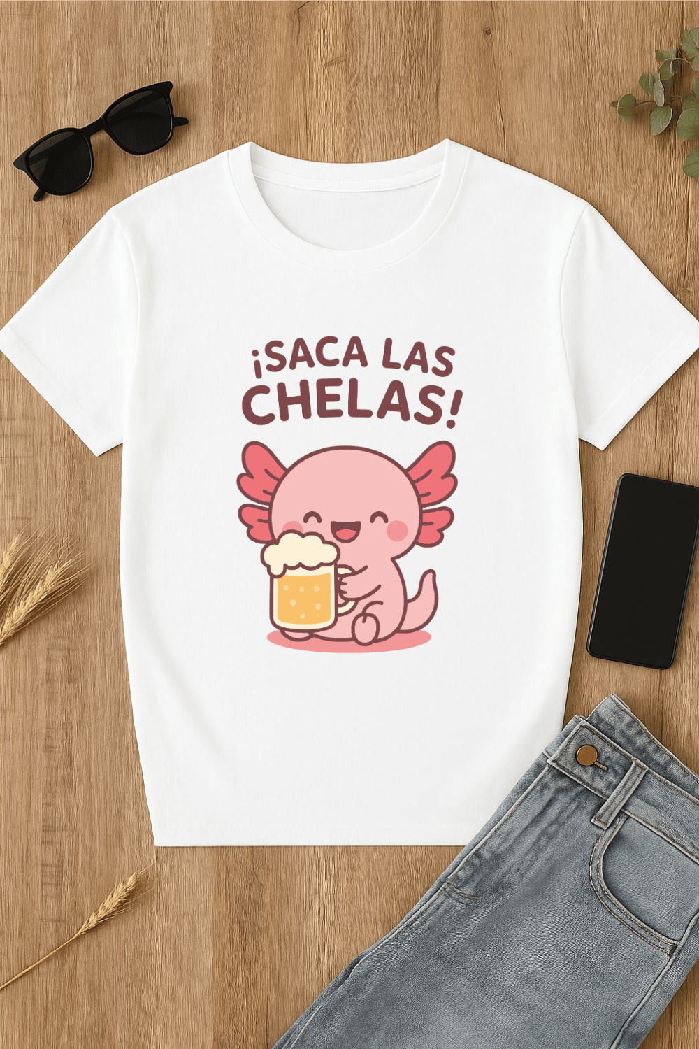 Camiseta axolote ¡Saca las chelas!