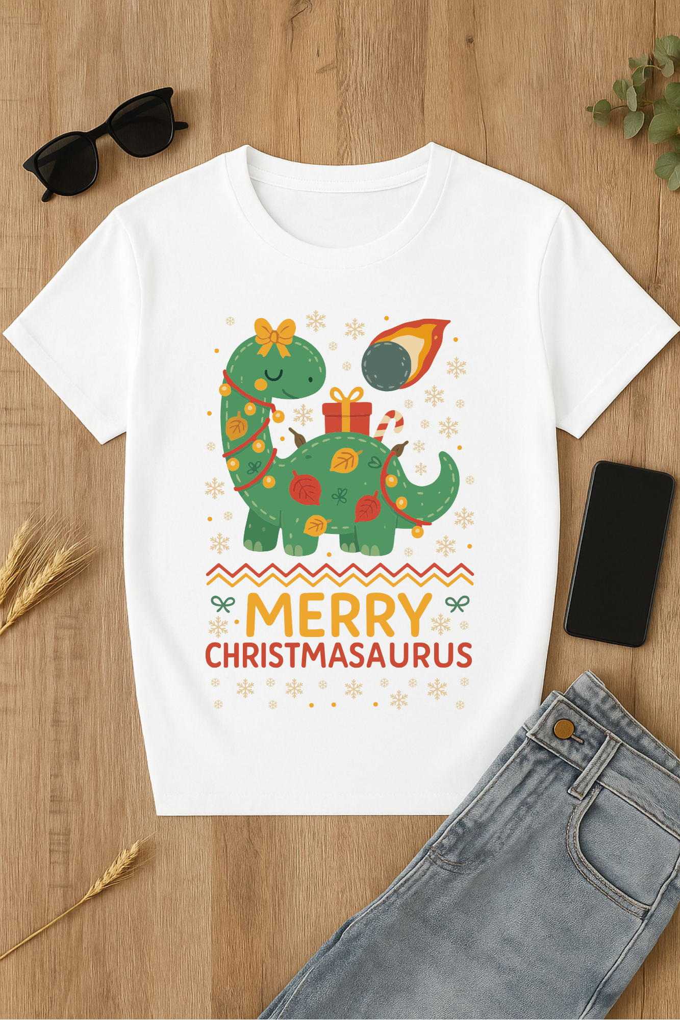 Camiseta Navidad Dinosaurio