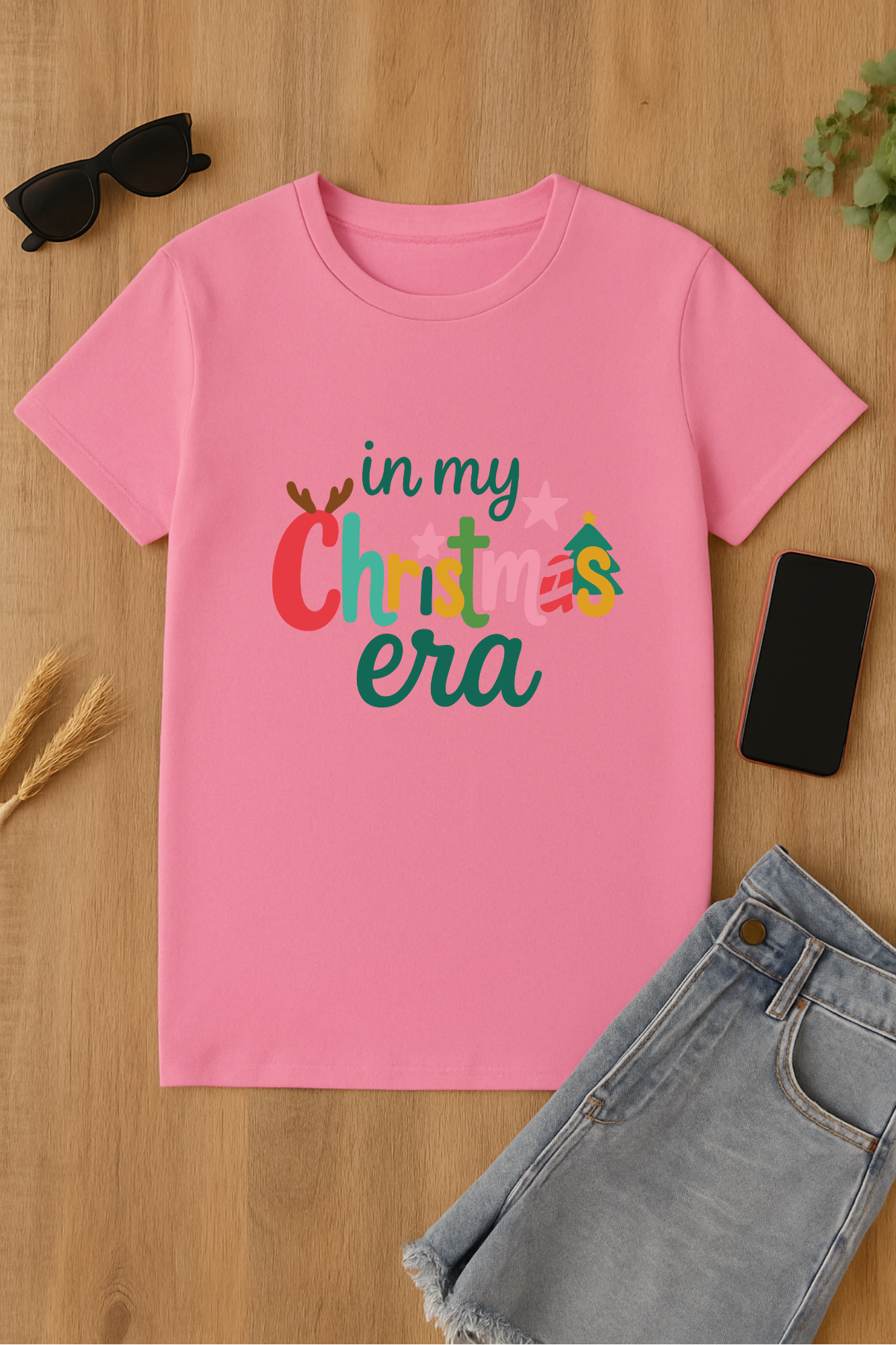 Camiseta rosa 'In my Christmas era'