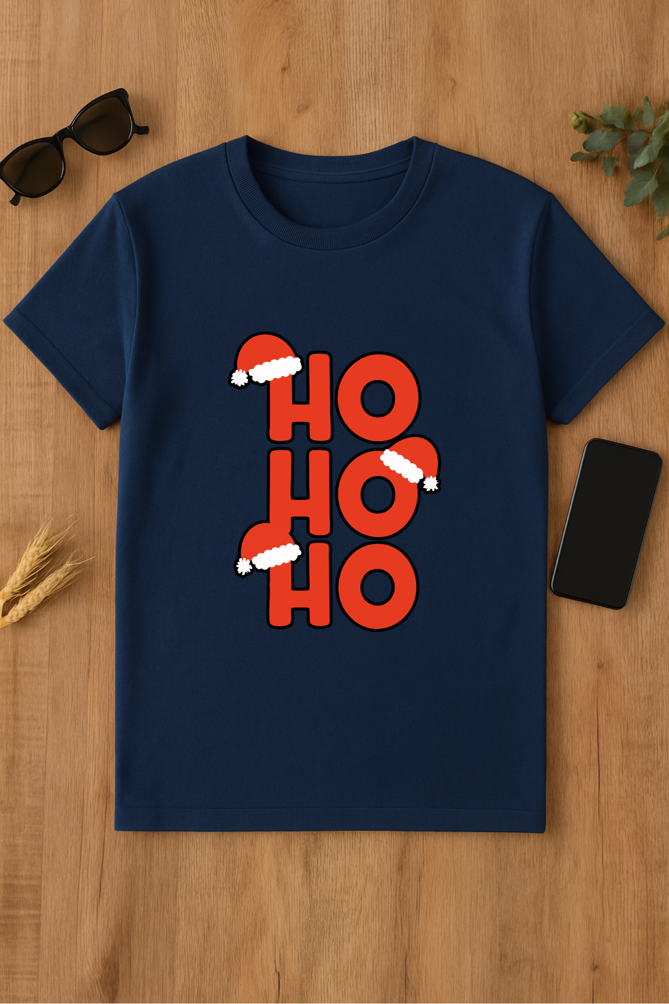 Camiseta navideña HO HO HO