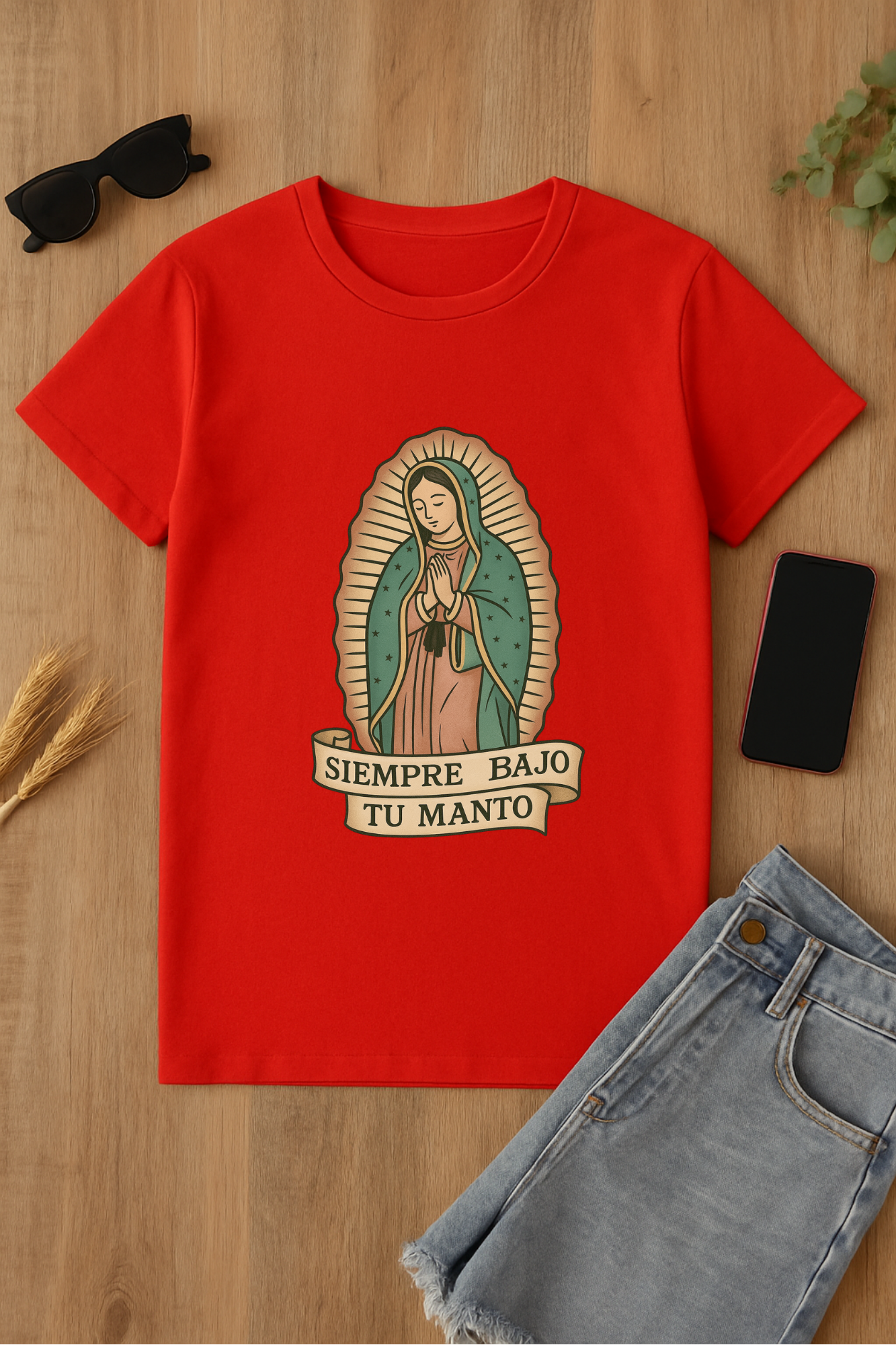 Camiseta roja Virgen de Guadalupe