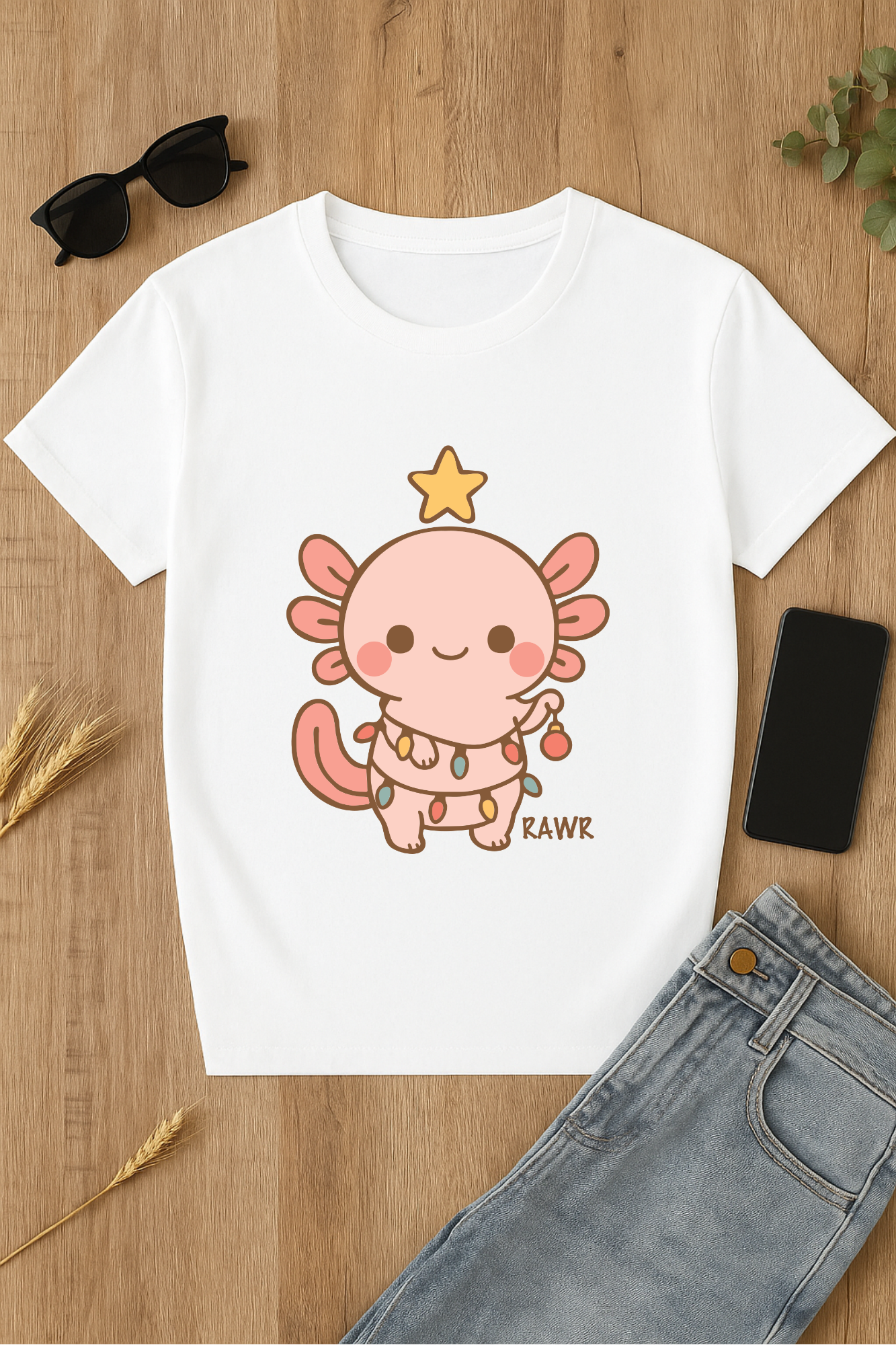 Camiseta con axolote kawaii