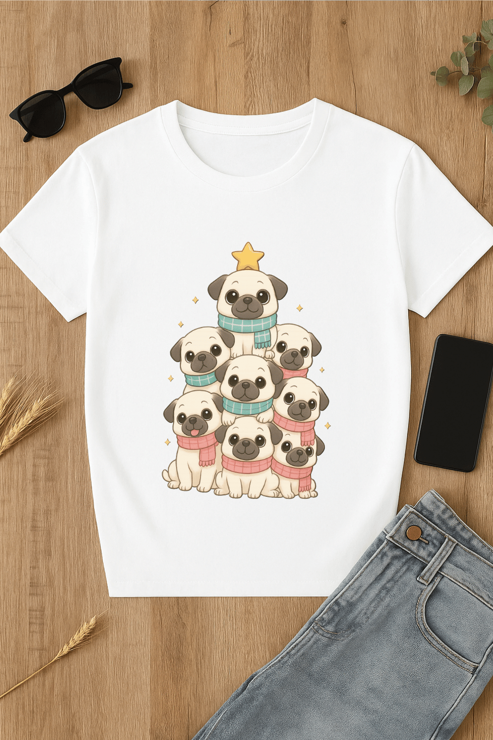 Camiseta con estampado de carlinos