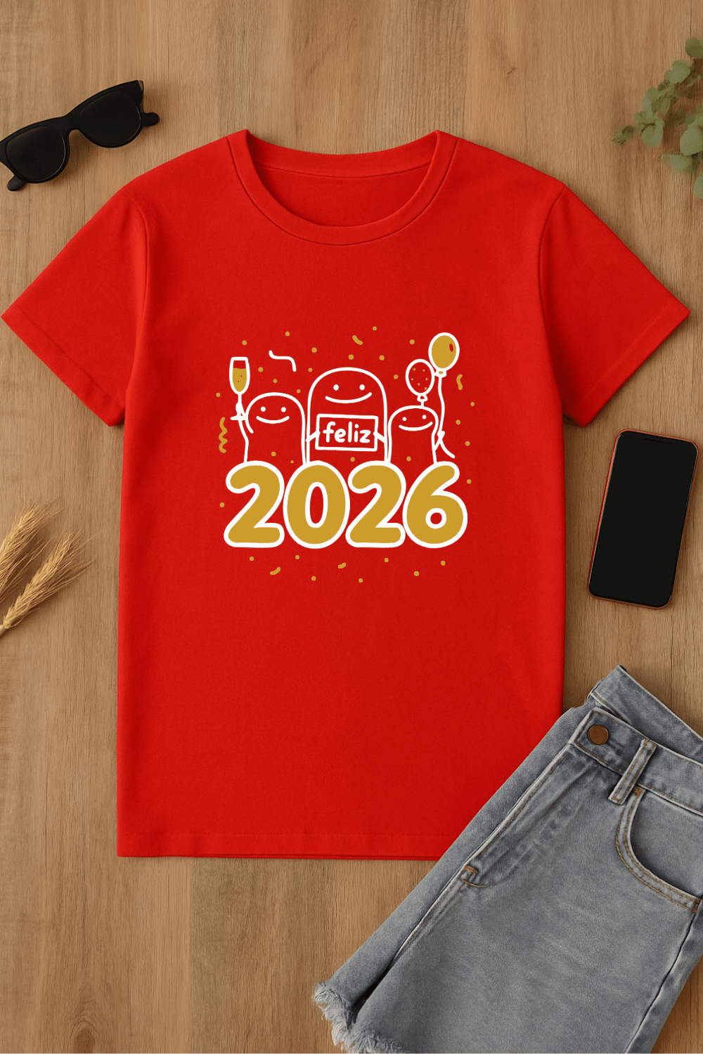 Camiseta roja 'Feliz 2026'