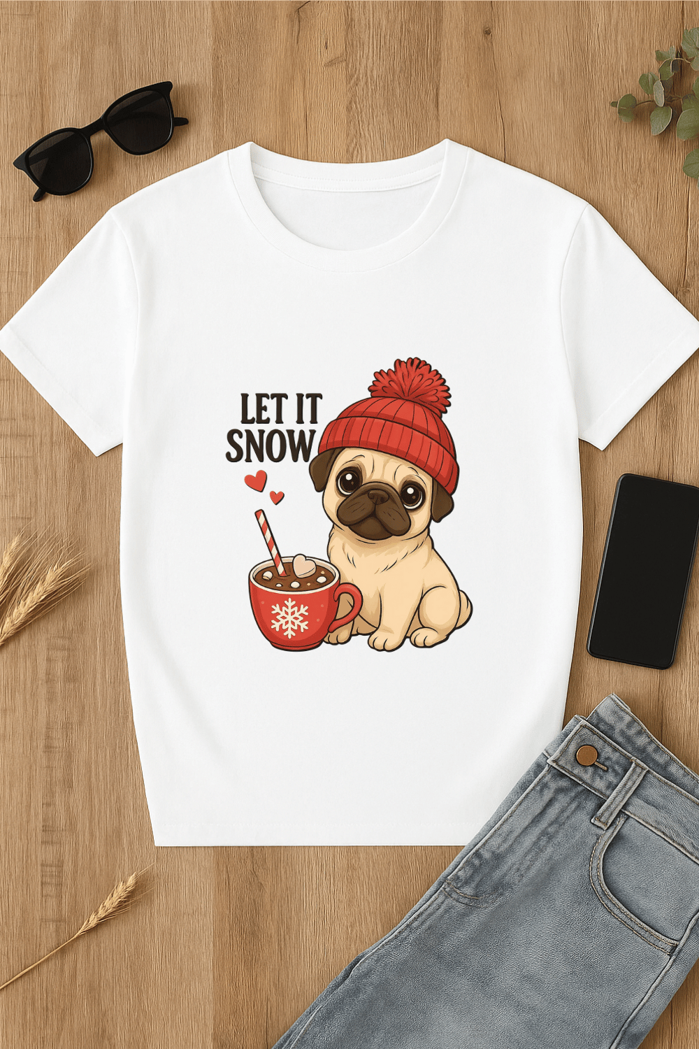 Camiseta blanca con estampado de perro