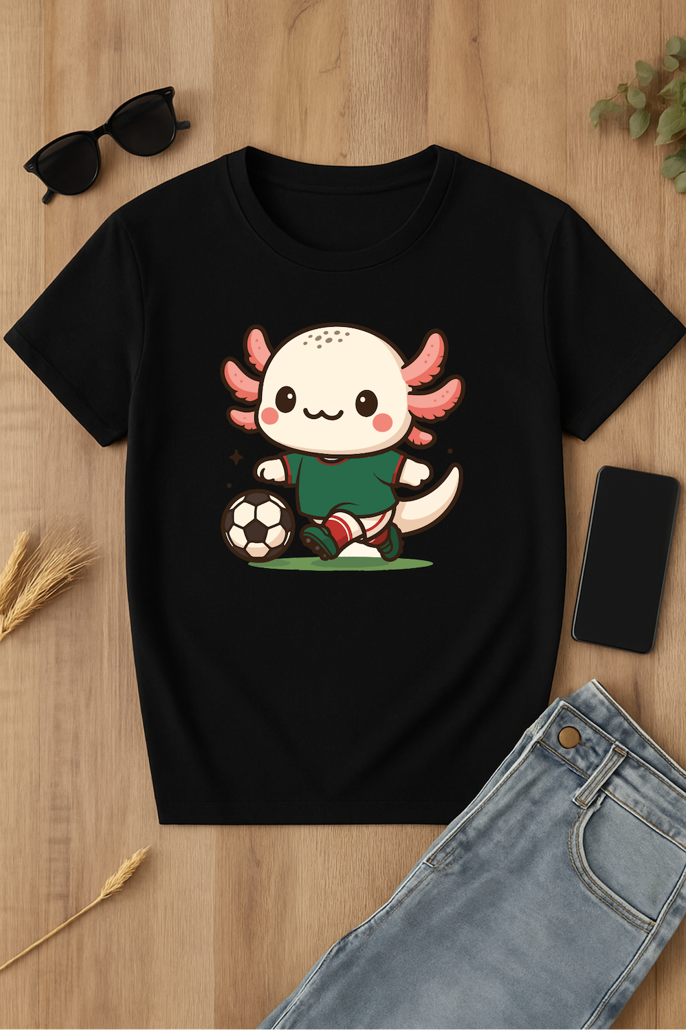 Camiseta con ajolote futbolista