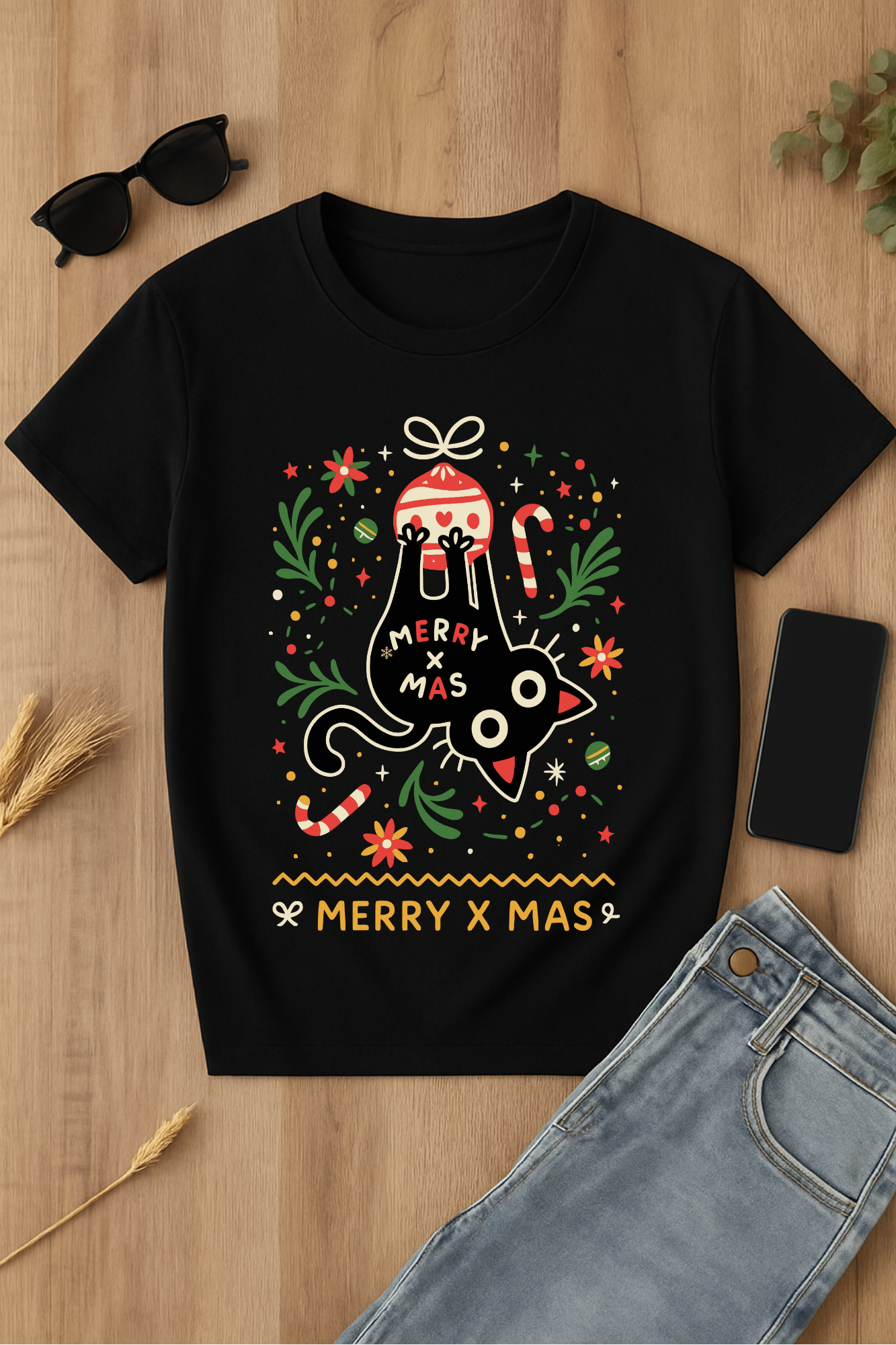 Camiseta navideña Merry X Mas